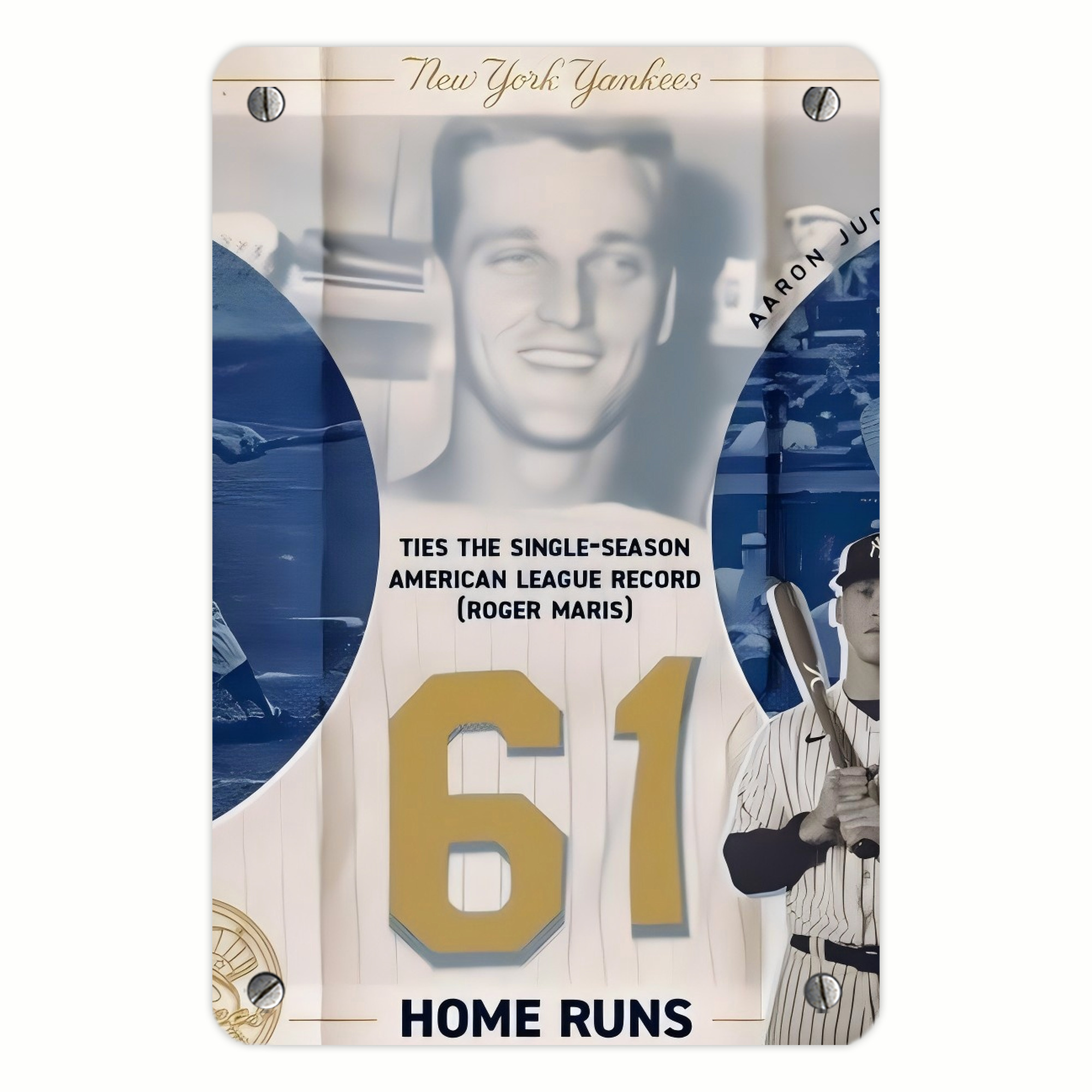 Aaron Judge 61 Home Runs 2 Metal Tin Sign 8x12inch - High-Quality Full-Print Decorative Wall Art, Durable Rust-Resistant Metal Plaque For Living Room, Bedroom, Kitchen, Office, Bar Décor