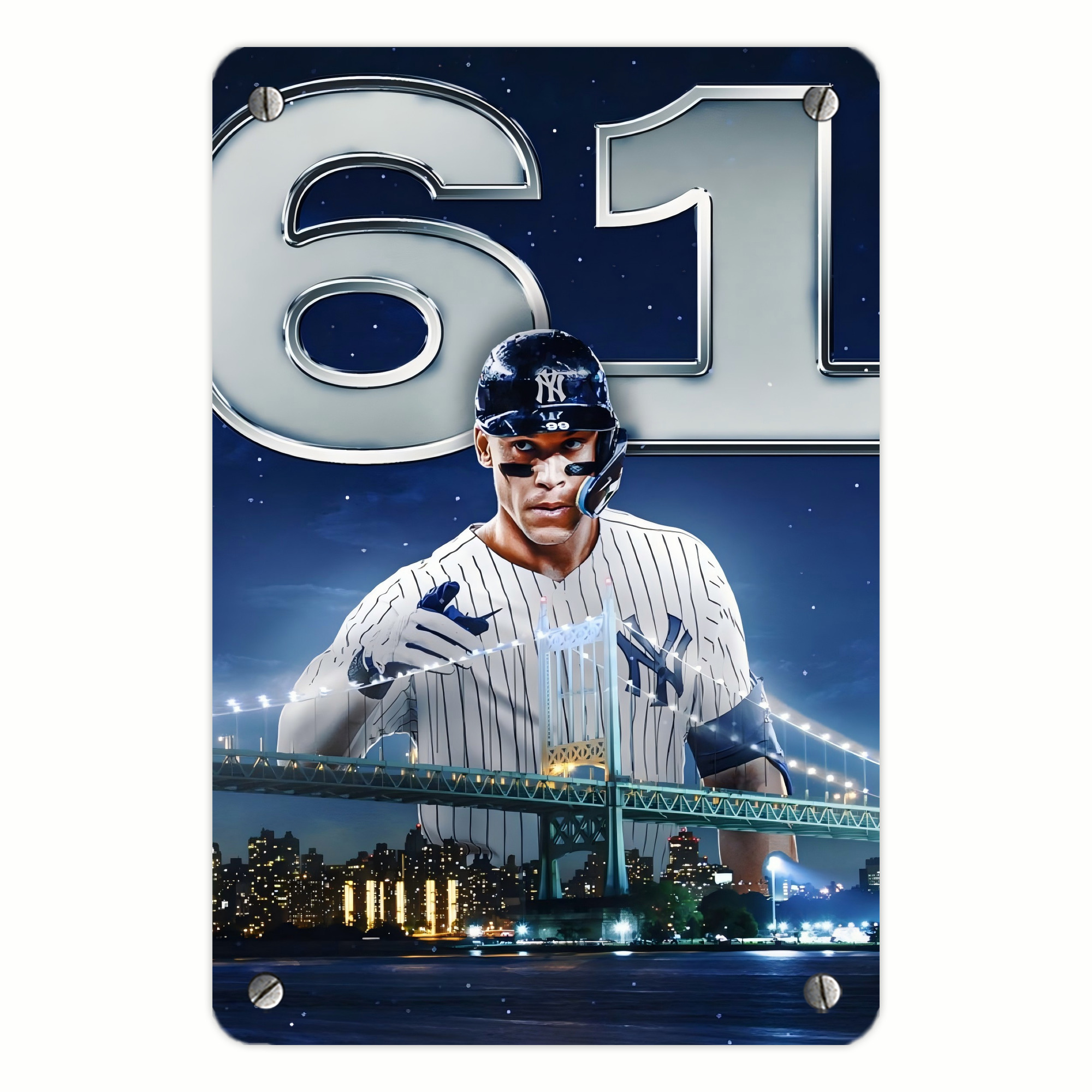Aaron Judge 61 Home Runs Metal Tin Sign 8x12inch - High-Quality Full-Print Decorative Wall Art, Durable Rust-Resistant Metal Plaque For Living Room, Bedroom, Kitchen, Office, Bar Décor