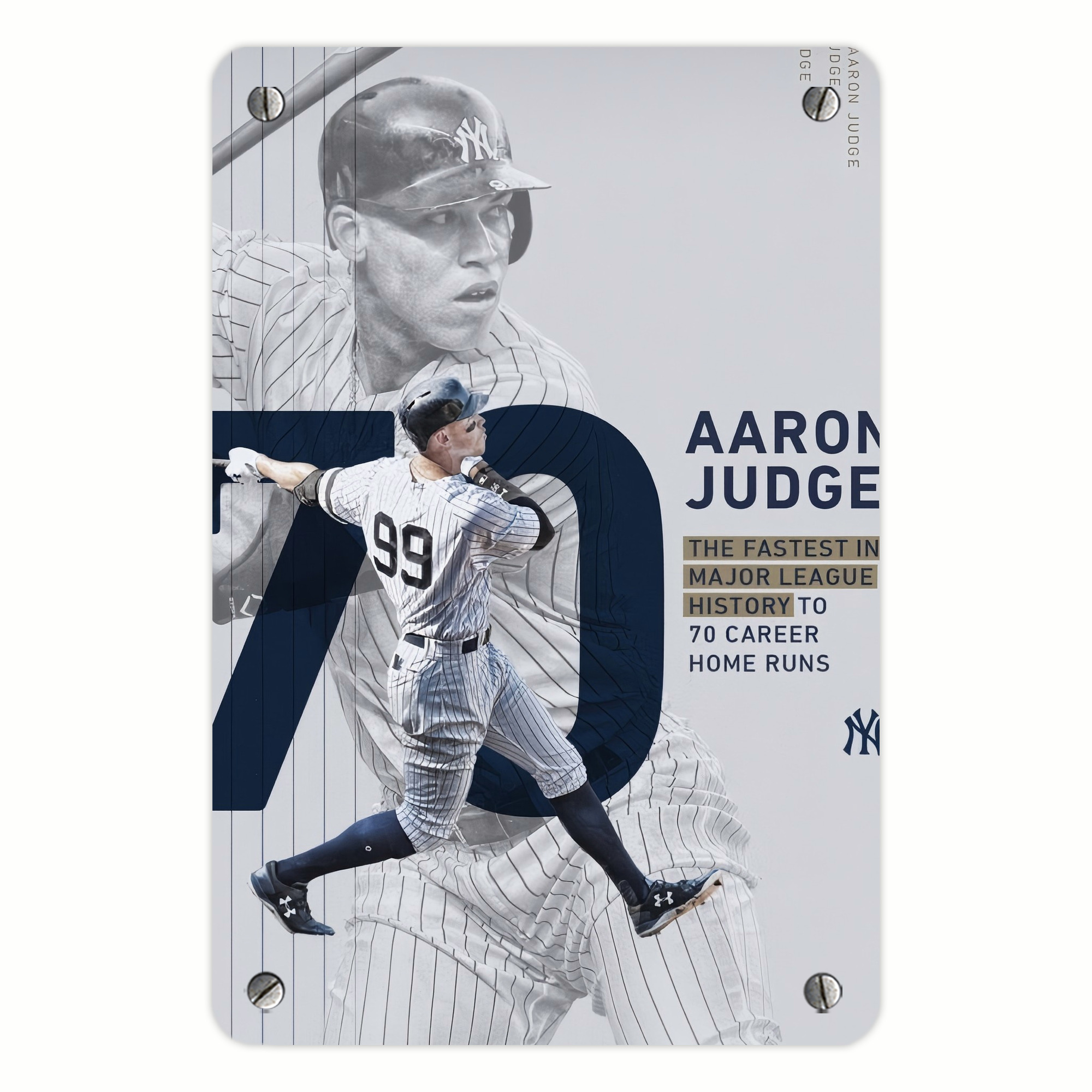Aaron Judge 70 Home Runs Metal Tin Sign 8x12inch - High-Quality Full-Print Decorative Wall Art, Durable Rust-Resistant Metal Plaque For Living Room, Bedroom, Kitchen, Office, Bar Décor