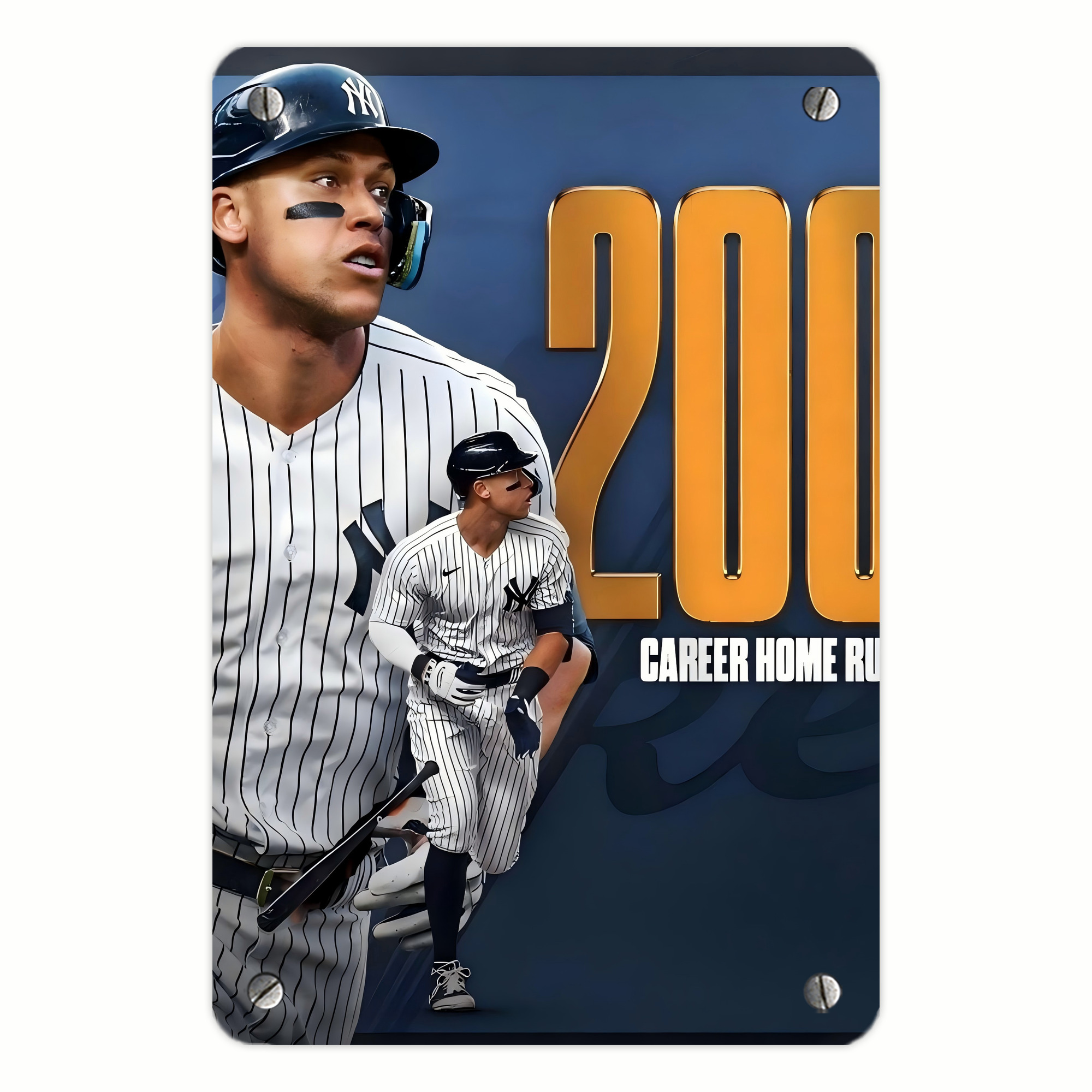 Aaron Judge 200 Home Runs 1 Metal Tin Sign 8x12inch - High-Quality Full-Print Decorative Wall Art, Durable Rust-Resistant Metal Plaque For Living Room, Bedroom, Kitchen, Office, Bar Décor