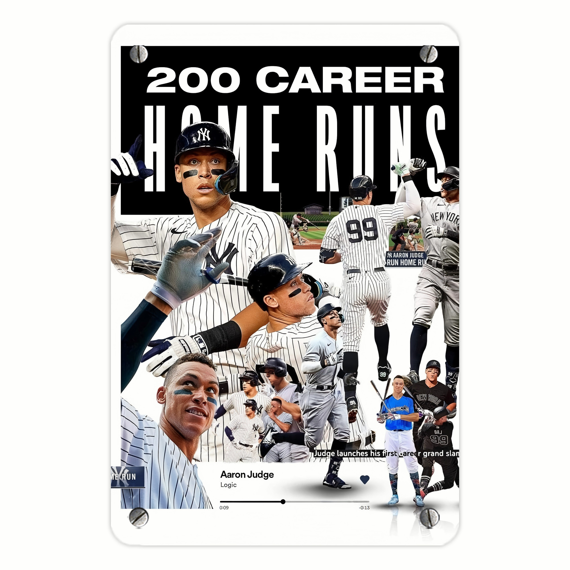 Aaron Judge 200 Home Runs 2 Metal Tin Sign 8x12inch - High-Quality Full-Print Decorative Wall Art, Durable Rust-Resistant Metal Plaque For Living Room, Bedroom, Kitchen, Office, Bar Décor