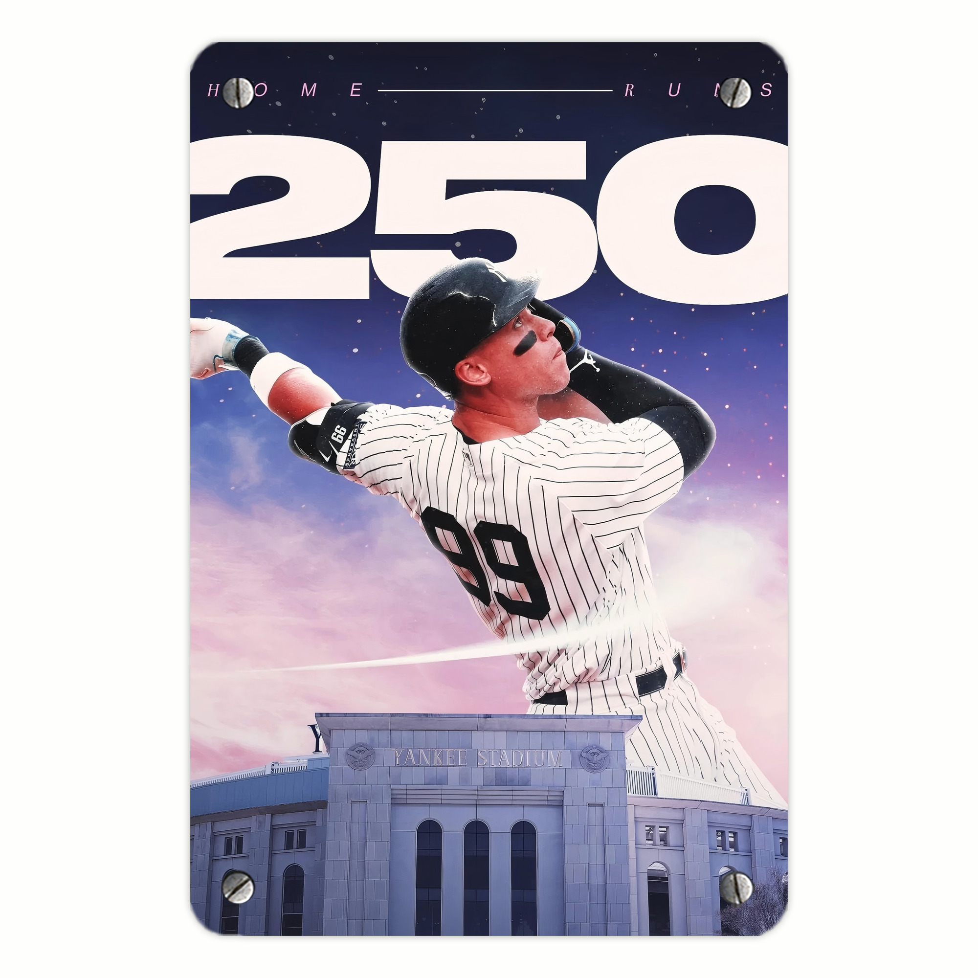 Aaron Judge 250 Home Runs Metal Tin Sign 8x12inch - High-Quality Full-Print Decorative Wall Art, Durable Rust-Resistant Metal Plaque For Living Room, Bedroom, Kitchen, Office, Bar Décor
