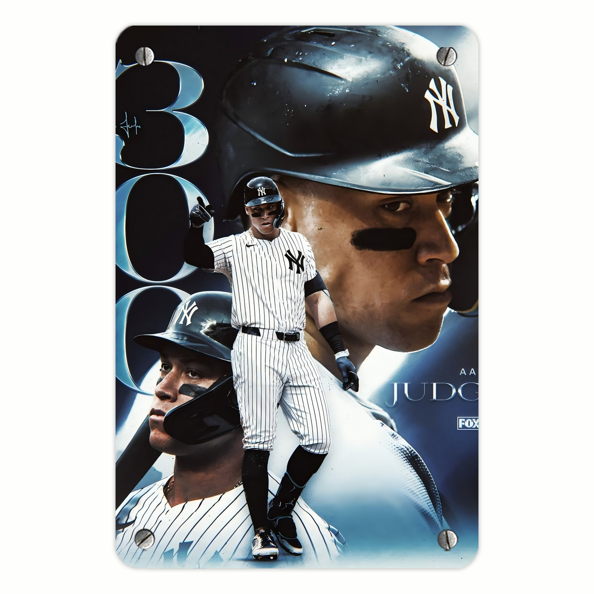 Aaron Judge 300 Home Runs 1 Metal Tin Sign 8x12inch - High-Quality Full-Print Decorative Wall Art, Durable Rust-Resistant Metal Plaque For Living Room, Bedroom, Kitchen, Office, Bar Décor