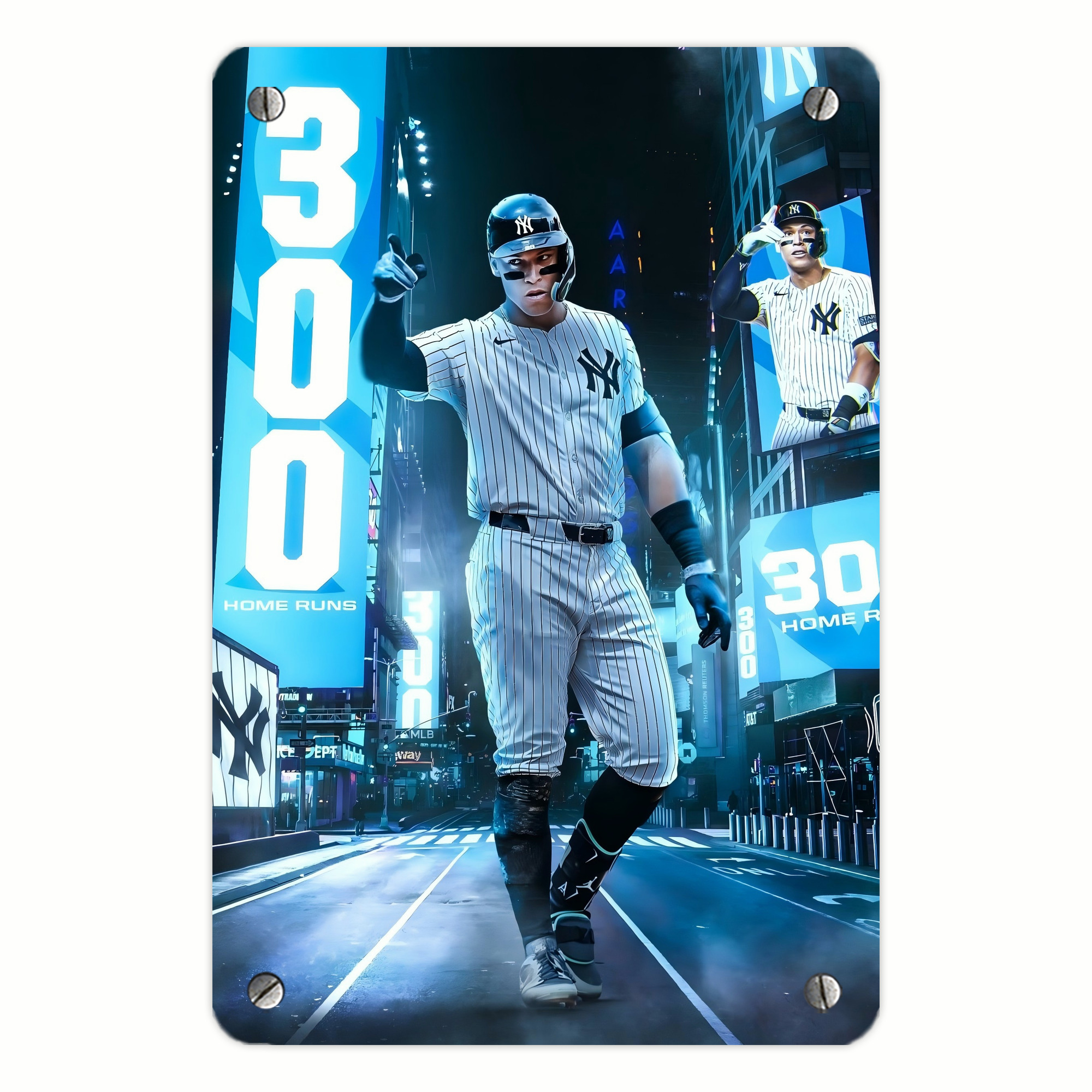 Aaron Judge 300 Home Runs 2 Metal Tin Sign 8x12inch - High-Quality Full-Print Decorative Wall Art, Durable Rust-Resistant Metal Plaque For Living Room, Bedroom, Kitchen, Office, Bar Décor
