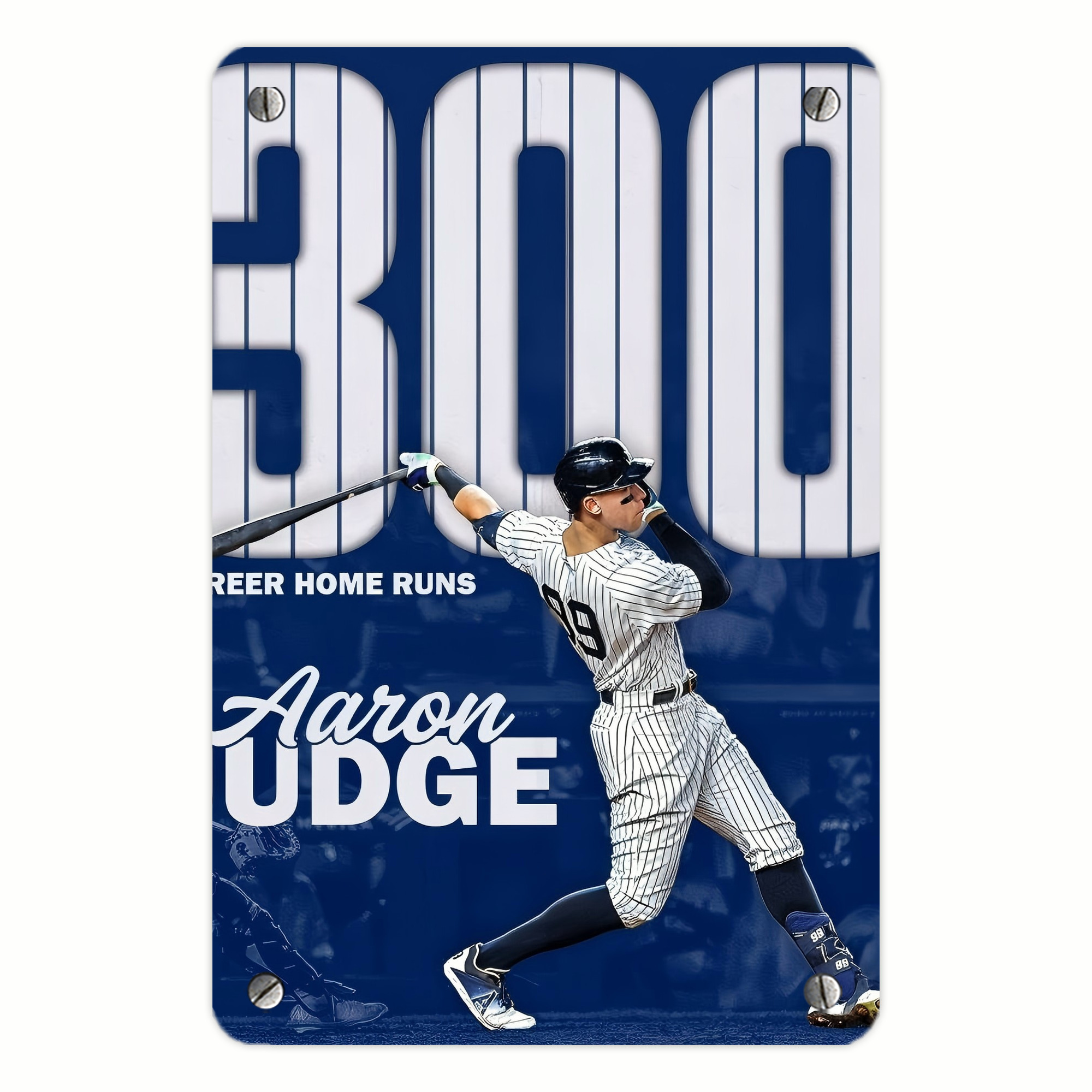 Aaron Judge 300 Home Runs Metal Tin Sign 8x12inch - High-Quality Full-Print Decorative Wall Art, Durable Rust-Resistant Metal Plaque For Living Room, Bedroom, Kitchen, Office, Bar Décor