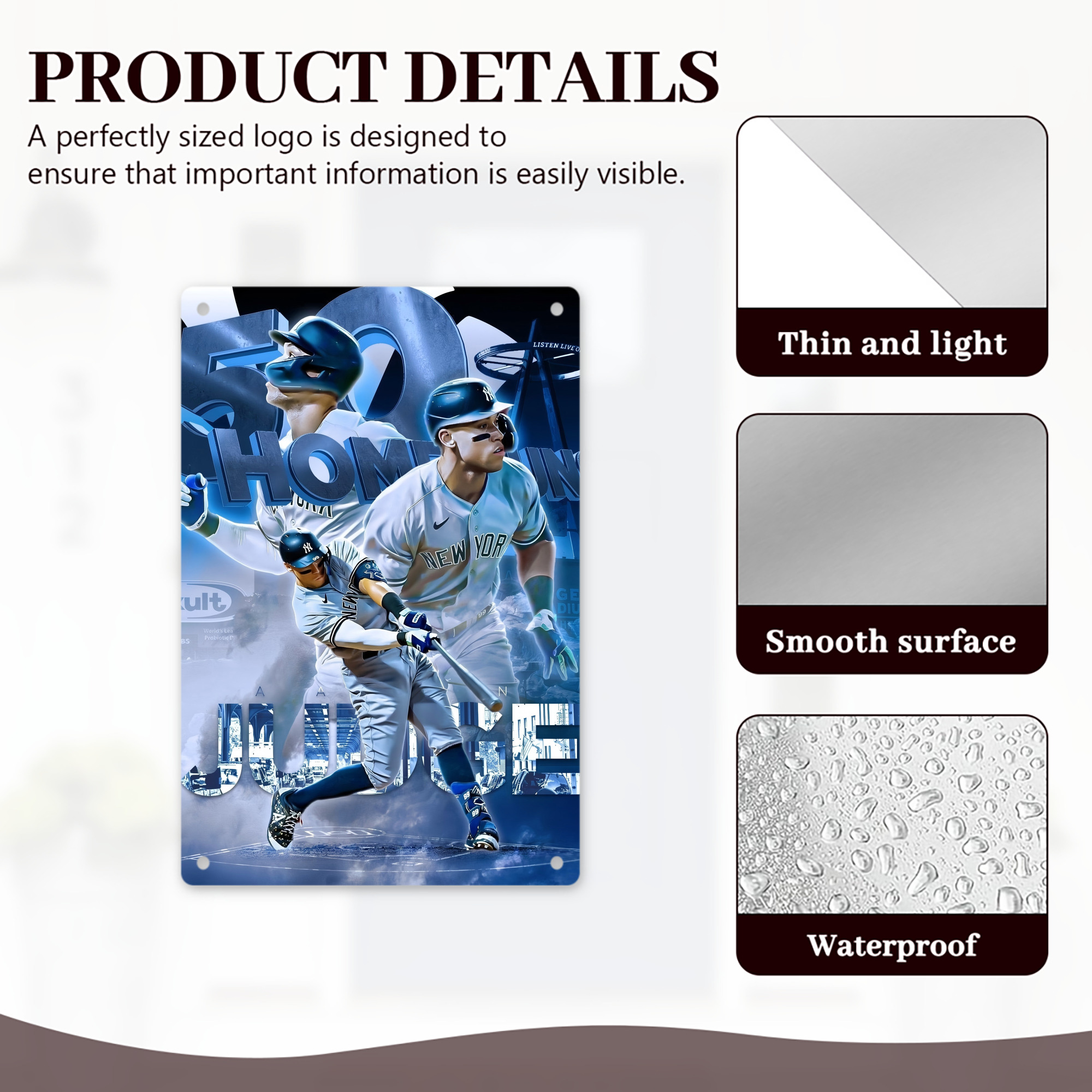 Aaron Judge 50 Home Runs 8x12inch Vertical Aluminum Sign - Durable Fade-Resistant Indoor/Outdoor Safety & Information Plaque For Office, Hotel, Restaurant, Bar, Public Spaces