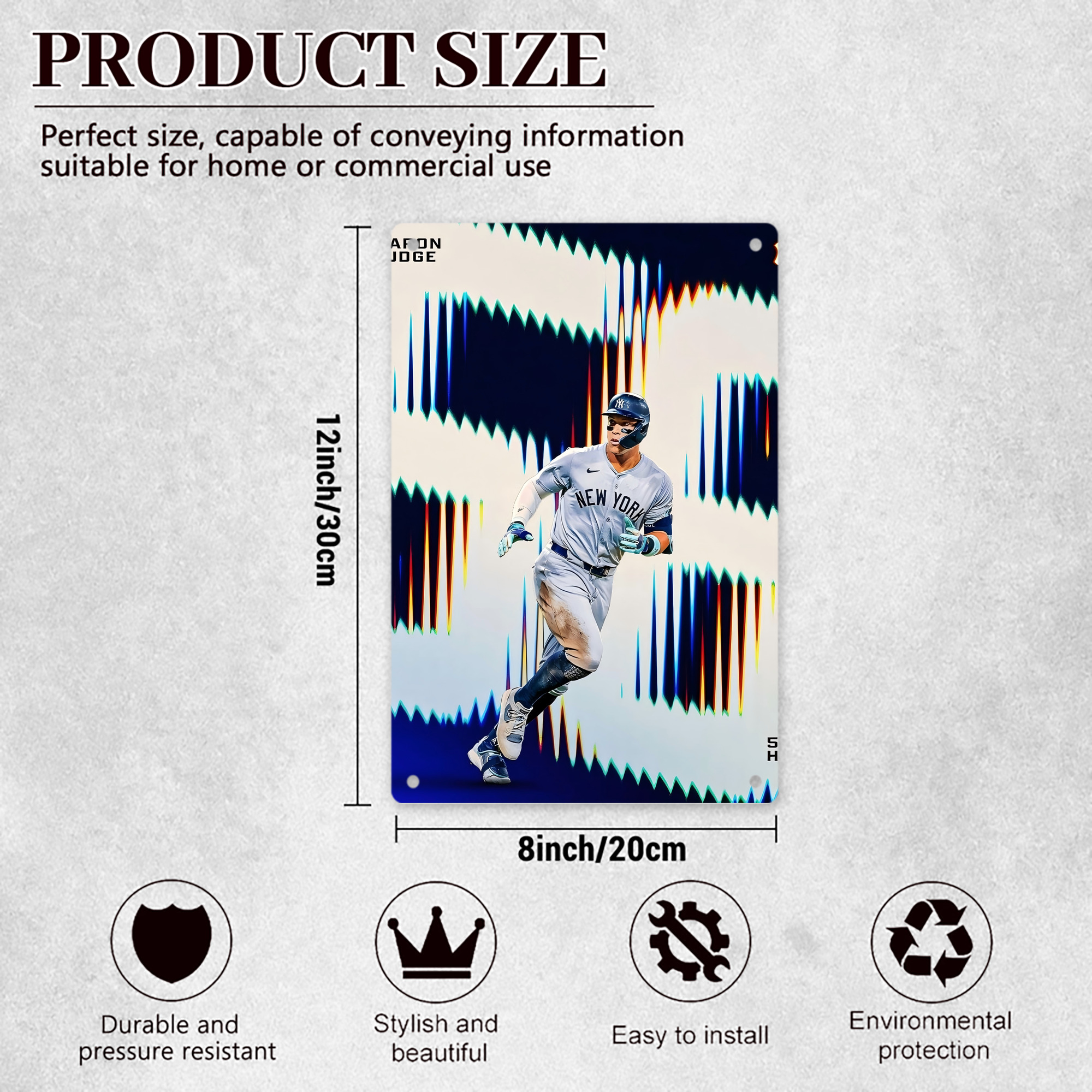 Aaron Judge 56 Home Runs 8x12inch Vertical Aluminum Sign - Durable Fade-Resistant Indoor/Outdoor Safety & Information Plaque For Office, Hotel, Restaurant, Bar, Public Spaces