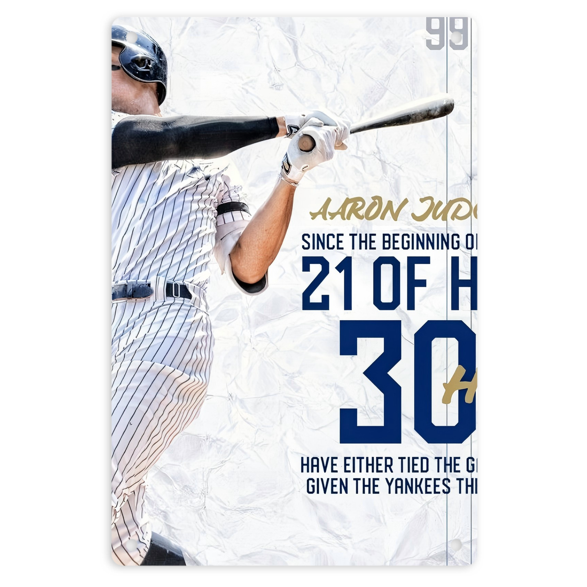 Aaron Judge 30 Home Runs 8x12inch Vertical Aluminum Sign - Durable Fade-Resistant Indoor/Outdoor Safety & Information Plaque For Office, Hotel, Restaurant, Bar, Public Spaces
