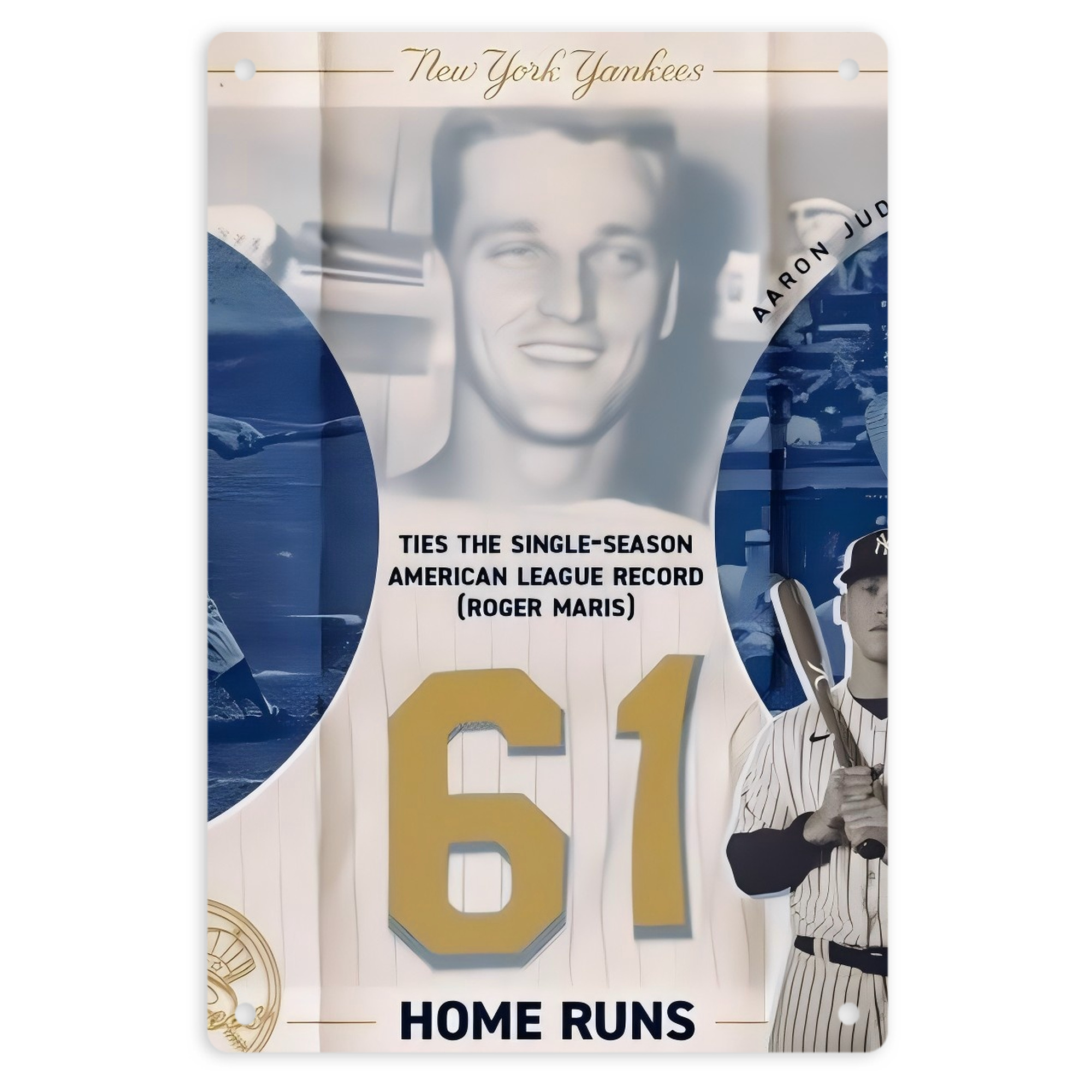 Aaron Judge 61 Home Runs 2 8x12inch Vertical Aluminum Sign - Durable Fade-Resistant Indoor/Outdoor Safety & Information Plaque For Office, Hotel, Restaurant, Bar, Public Spaces