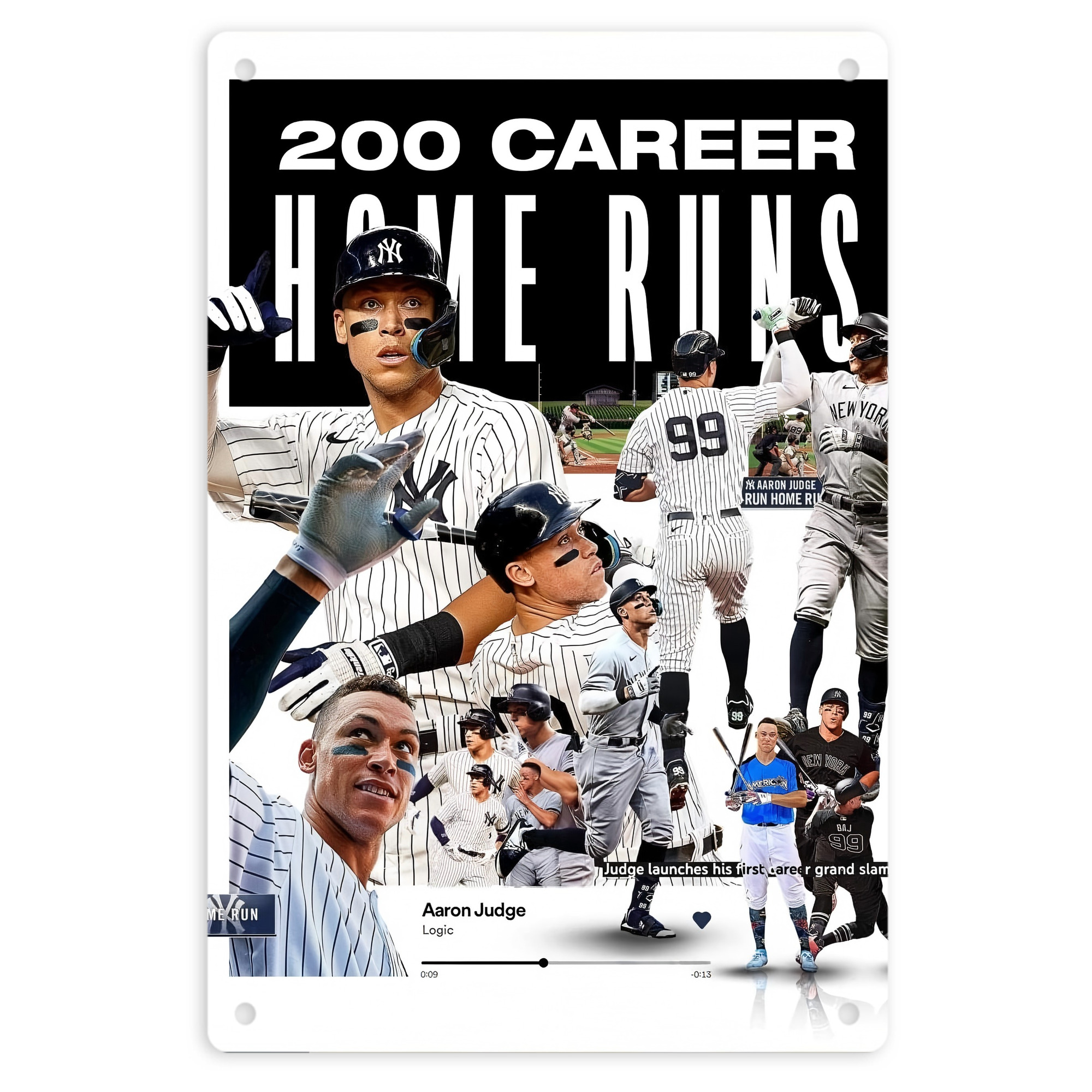 Aaron Judge 200 Home Runs 2 8x12inch Vertical Aluminum Sign - Durable Fade-Resistant Indoor/Outdoor Safety & Information Plaque For Office, Hotel, Restaurant, Bar, Public Spaces