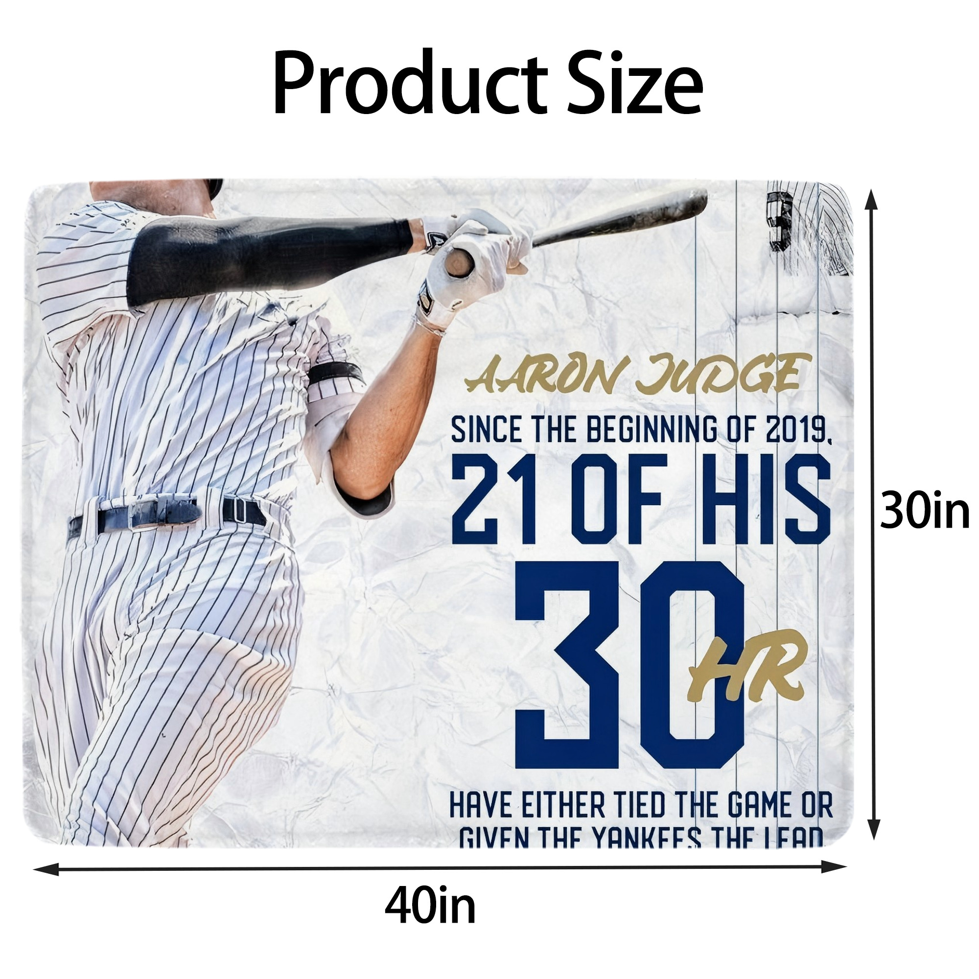 Aaron Judge 30 Home Runs Soft Plush Fleece Blanket 30x40 Inch - 300GSM Flannel, Ultra Soft & Warm, Lightweight & Durable, Perfect For Kids, Adults, Couch, Bed, Camping, Travel, Gift For Family & Friends