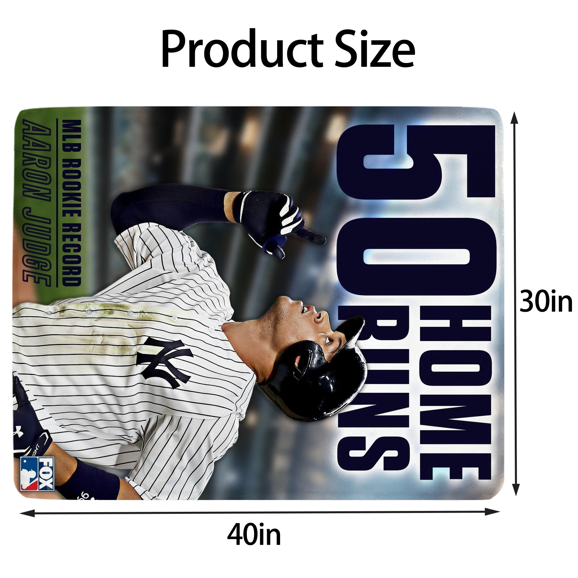 Aaron Judge 50 Home Runs 5 Soft Plush Fleece Blanket 30x40 Inch - 300GSM Flannel, Ultra Soft & Warm, Lightweight & Durable, Perfect For Kids, Adults, Couch, Bed, Camping, Travel, Gift For Family & Friends