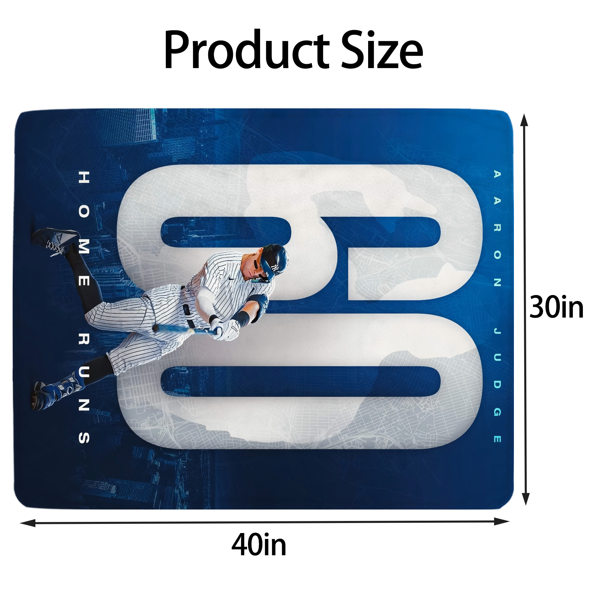 Aaron Judge 60 Home Runs 2 Soft Plush Fleece Blanket 30x40 Inch - 300GSM Flannel, Ultra Soft & Warm, Lightweight & Durable, Perfect For Kids, Adults, Couch, Bed, Camping, Travel, Gift For Family & Friends
