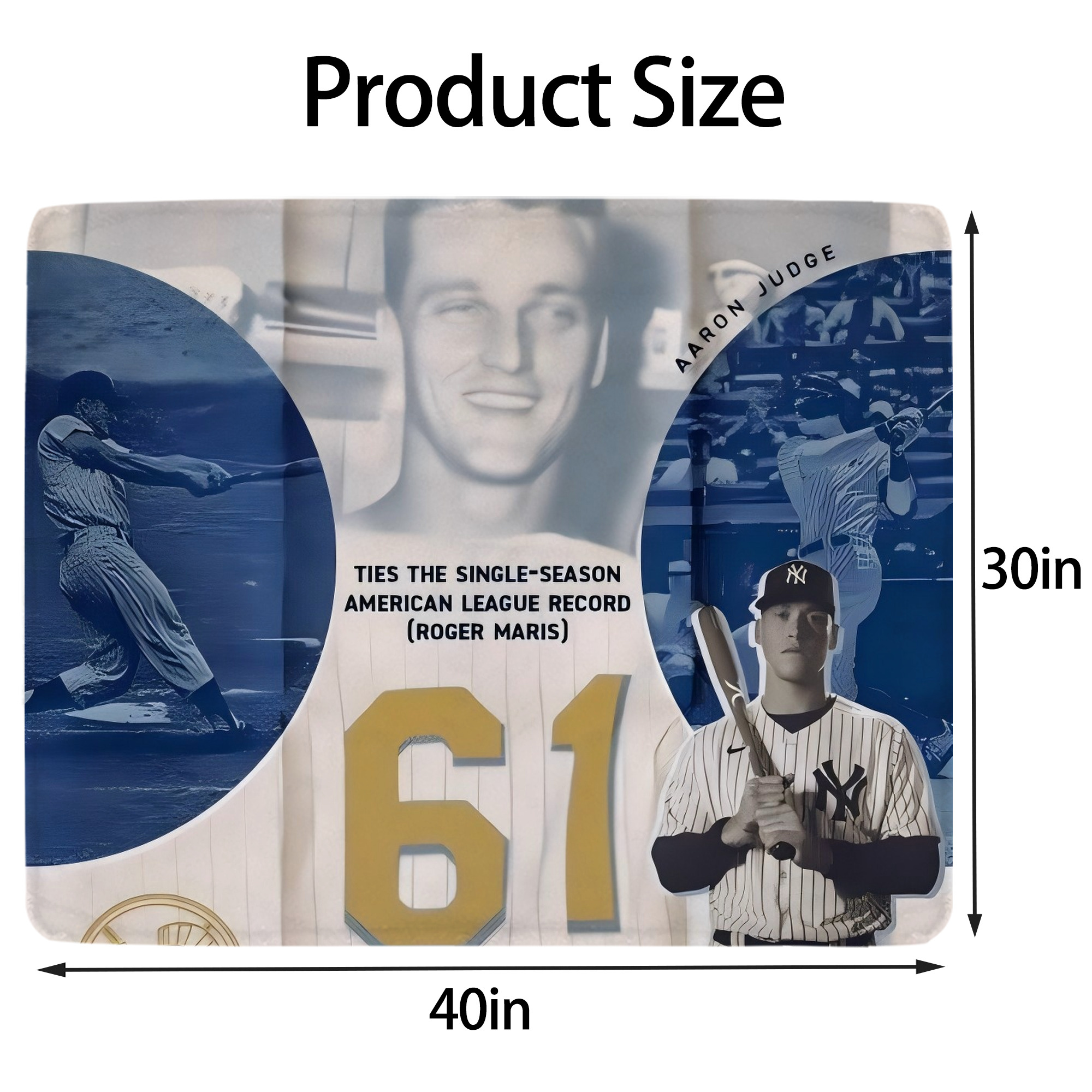 Aaron Judge 61 Home Runs 2 Soft Plush Fleece Blanket 30x40 Inch - 300GSM Flannel, Ultra Soft & Warm, Lightweight & Durable, Perfect For Kids, Adults, Couch, Bed, Camping, Travel, Gift For Family & Friends