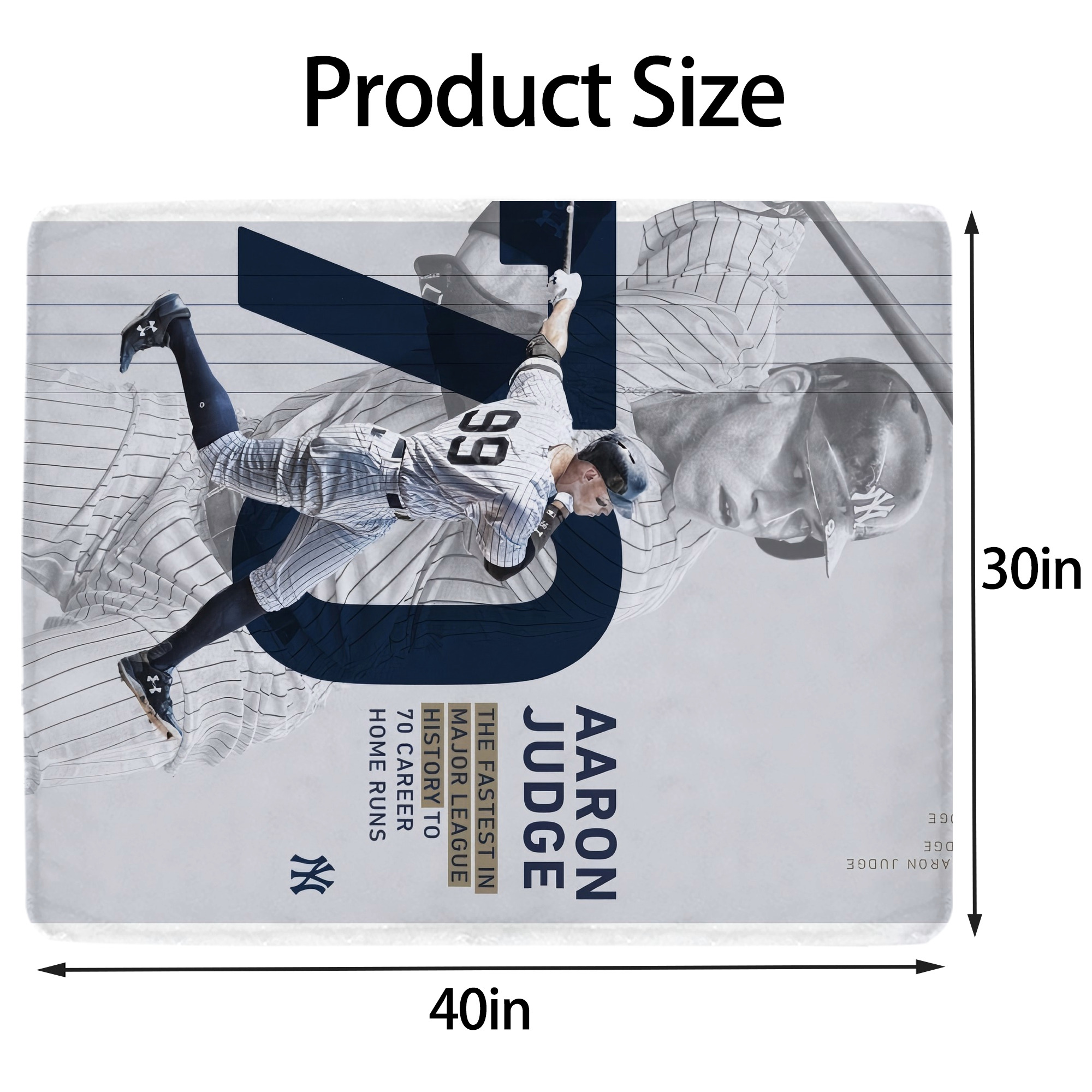 Aaron Judge 70 Home Runs Soft Plush Fleece Blanket 30x40 Inch - 300GSM Flannel, Ultra Soft & Warm, Lightweight & Durable, Perfect For Kids, Adults, Couch, Bed, Camping, Travel, Gift For Family & Friends
