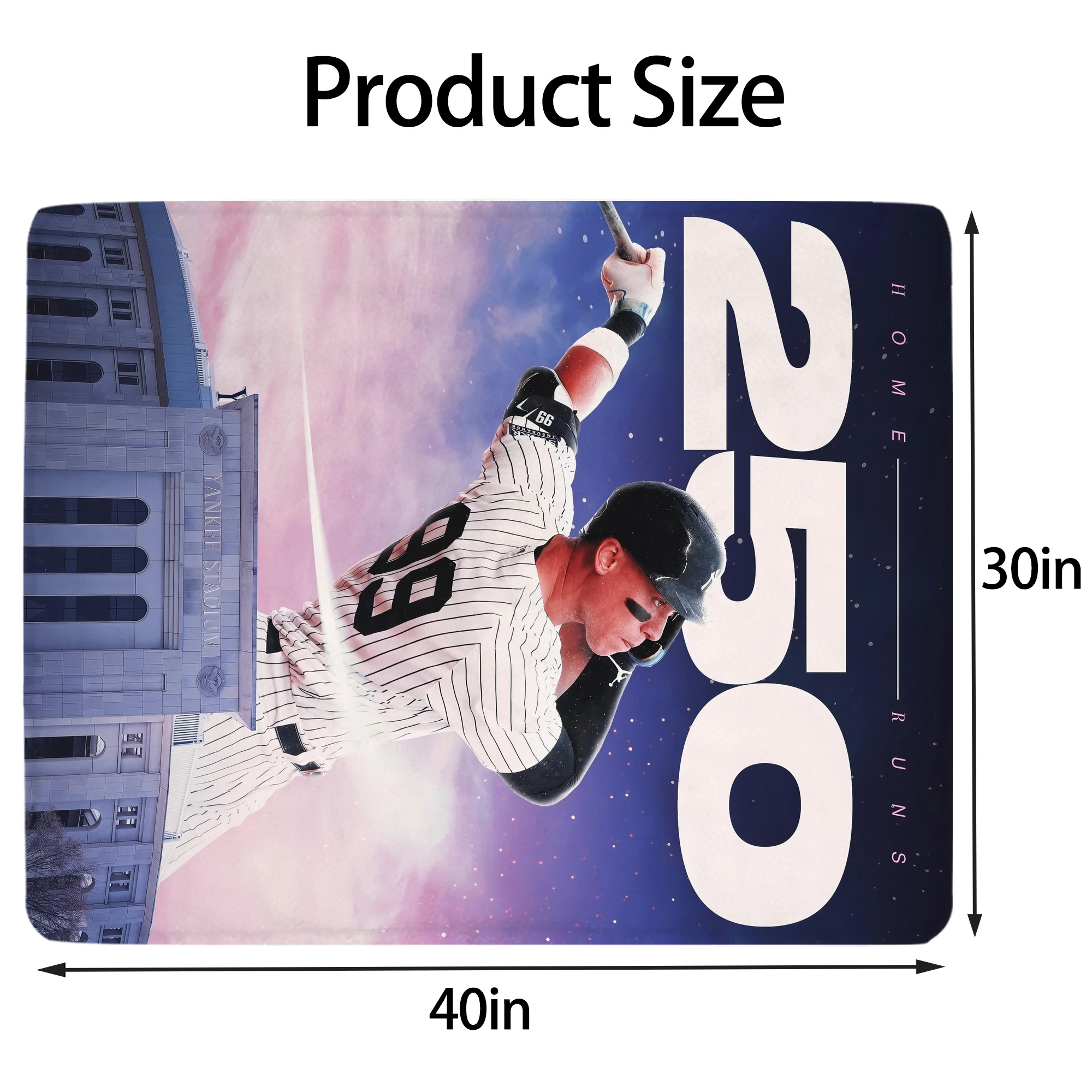 Aaron Judge 250 Home Runs Soft Plush Fleece Blanket 30x40 Inch - 300GSM Flannel, Ultra Soft & Warm, Lightweight & Durable, Perfect For Kids, Adults, Couch, Bed, Camping, Travel, Gift For Family & Friends
