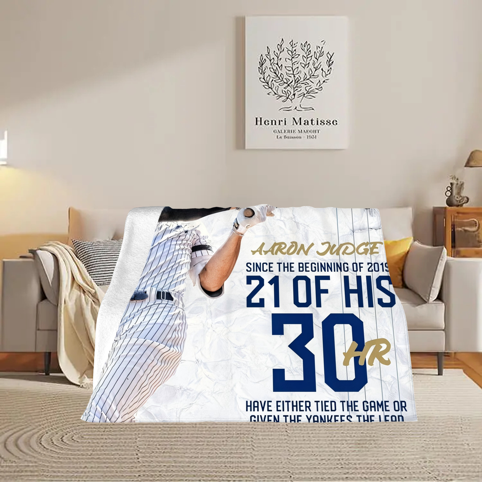 Aaron Judge 30 Home Runs Soft Plush Fleece Blanket 30x40 Inch - 300GSM Flannel, Ultra Soft & Warm, Lightweight & Durable, Perfect For Kids, Adults, Couch, Bed, Camping, Travel, Gift For Family & Friends