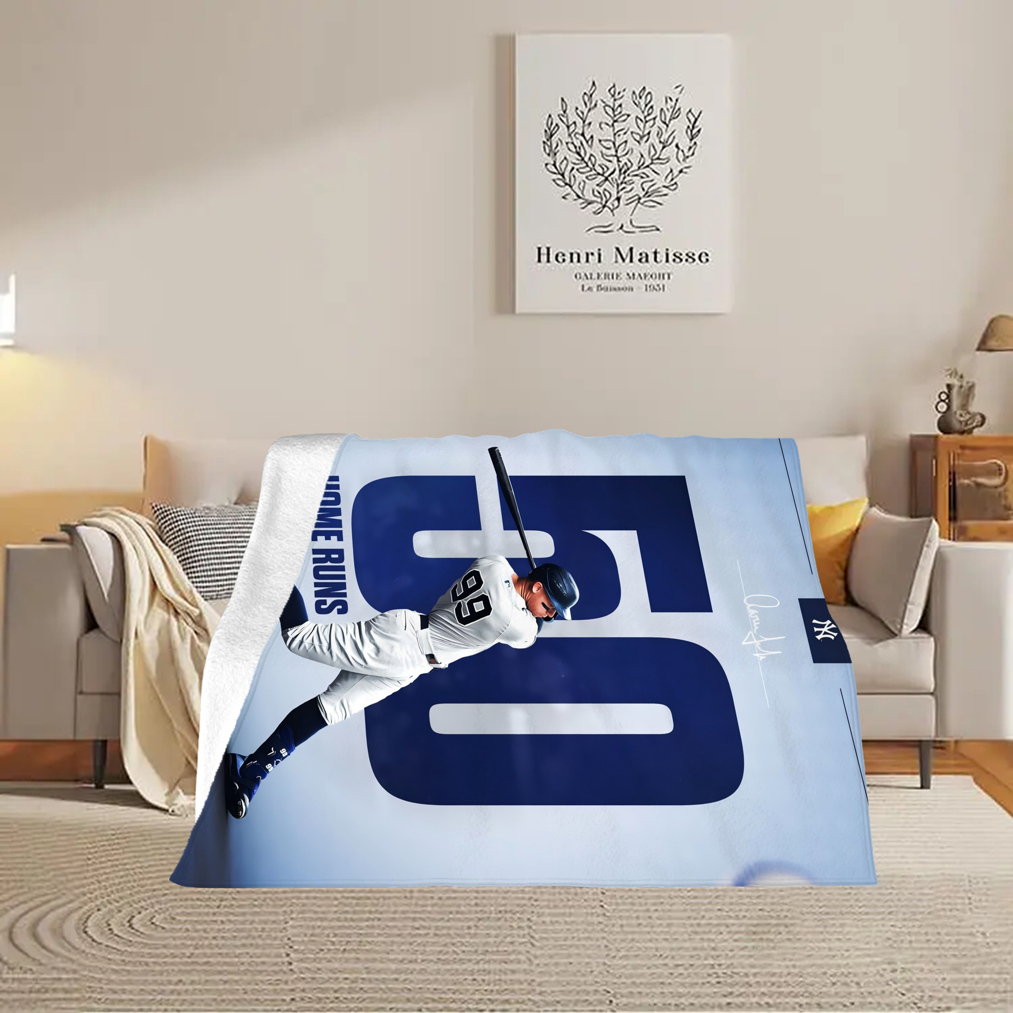 Aaron Judge 50 Home Runs 4 Soft Plush Fleece Blanket 30x40 Inch - 300GSM Flannel, Ultra Soft & Warm, Lightweight & Durable, Perfect For Kids, Adults, Couch, Bed, Camping, Travel, Gift For Family & Friends