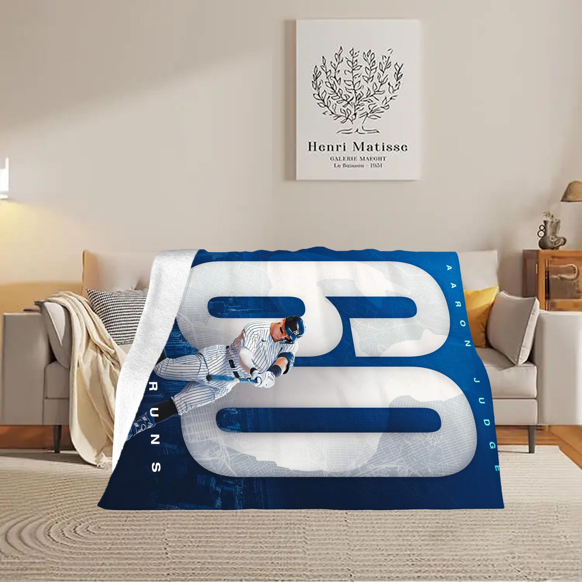 Aaron Judge 60 Home Runs 2 Soft Plush Fleece Blanket 30x40 Inch - 300GSM Flannel, Ultra Soft & Warm, Lightweight & Durable, Perfect For Kids, Adults, Couch, Bed, Camping, Travel, Gift For Family & Friends