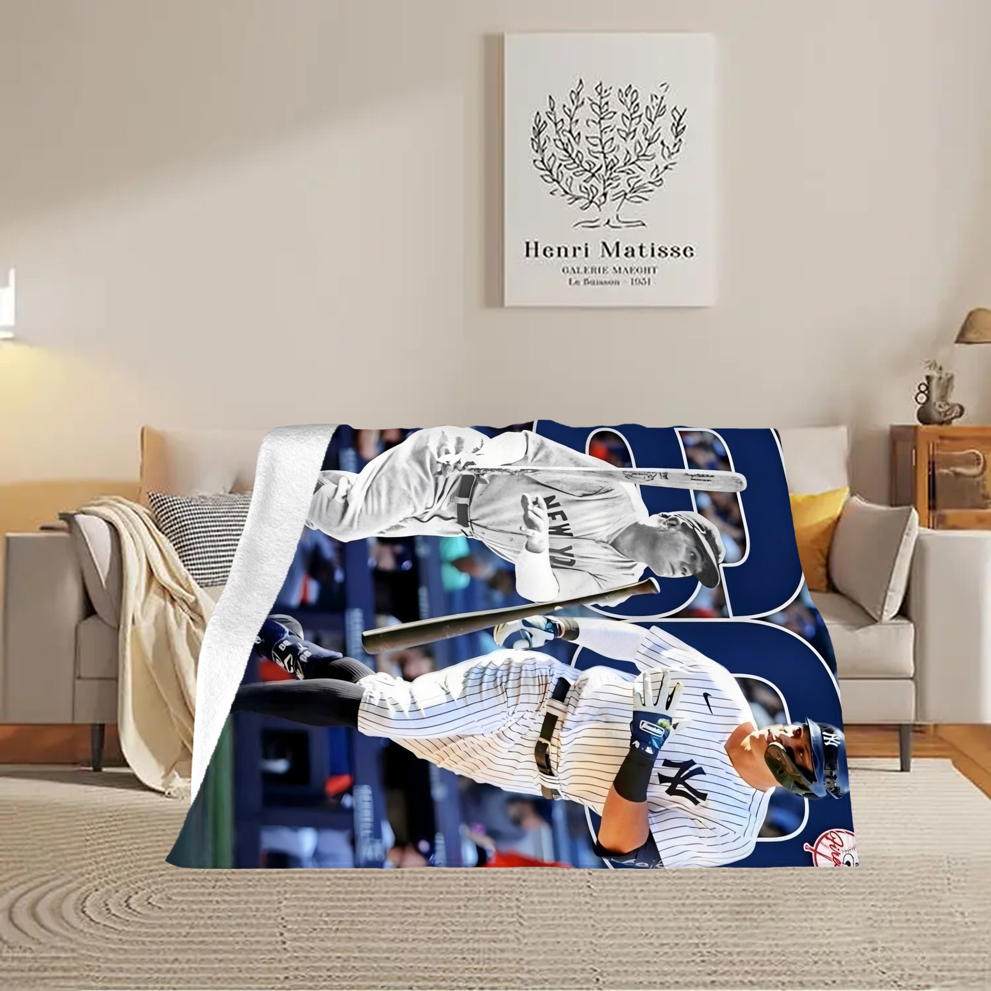 Aaron Judge 60 Home Runs 5 Soft Plush Fleece Blanket 30x40 Inch - 300GSM Flannel, Ultra Soft & Warm, Lightweight & Durable, Perfect For Kids, Adults, Couch, Bed, Camping, Travel, Gift For Family & Friends