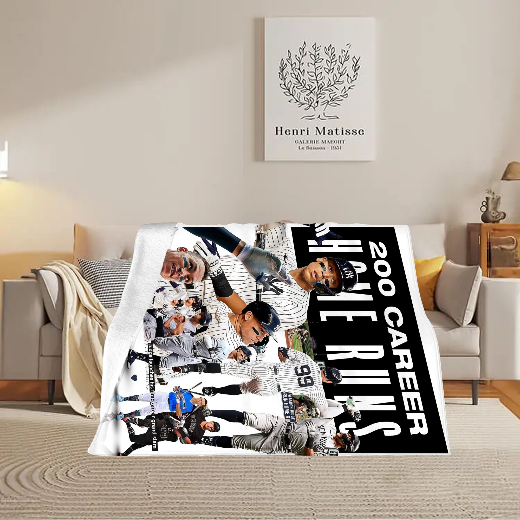Aaron Judge 200 Home Runs 2 Soft Plush Fleece Blanket 30x40 Inch - 300GSM Flannel, Ultra Soft & Warm, Lightweight & Durable, Perfect For Kids, Adults, Couch, Bed, Camping, Travel, Gift For Family & Friends