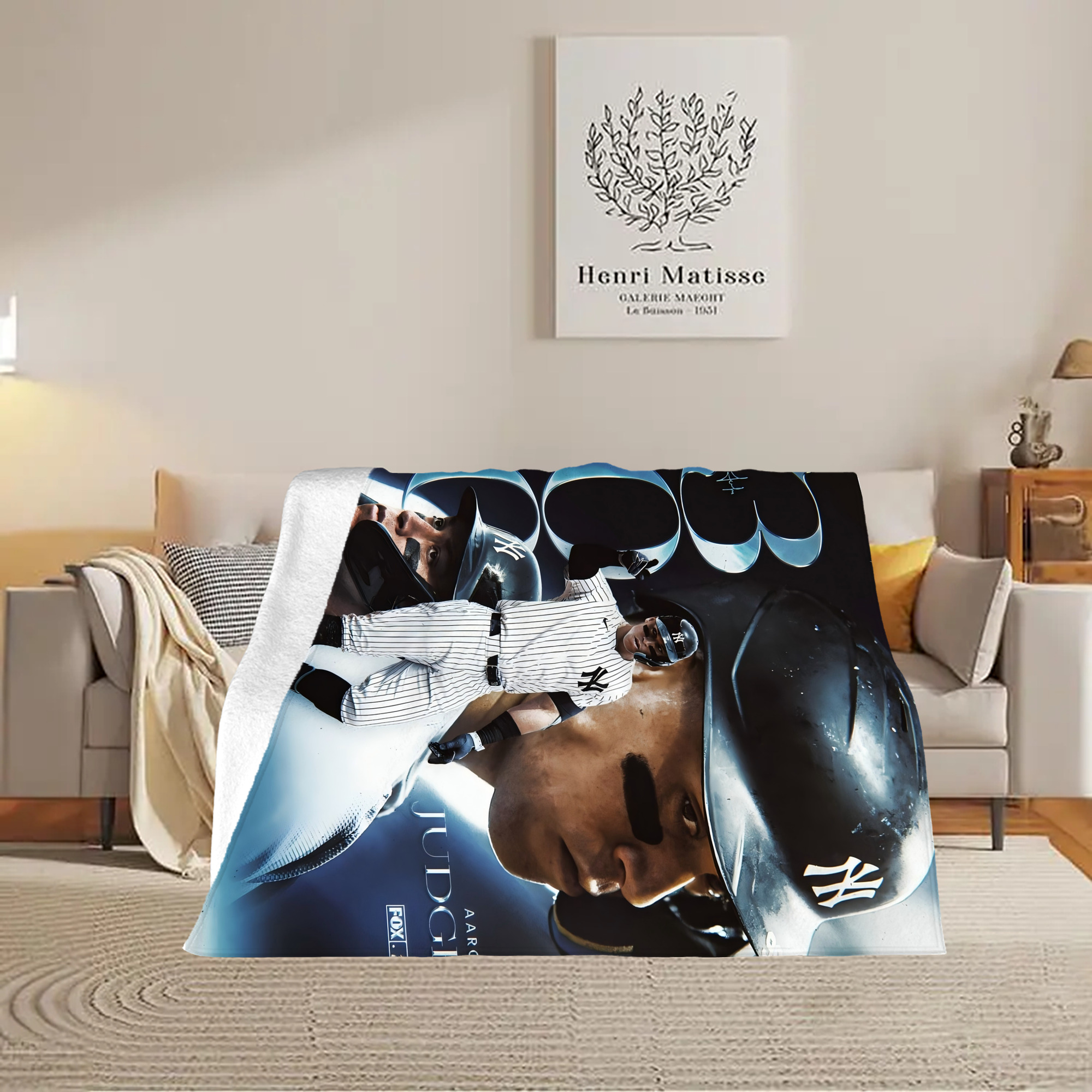 Aaron Judge 300 Home Runs 1 Soft Plush Fleece Blanket 30x40 Inch - 300GSM Flannel, Ultra Soft & Warm, Lightweight & Durable, Perfect For Kids, Adults, Couch, Bed, Camping, Travel, Gift For Family & Friends