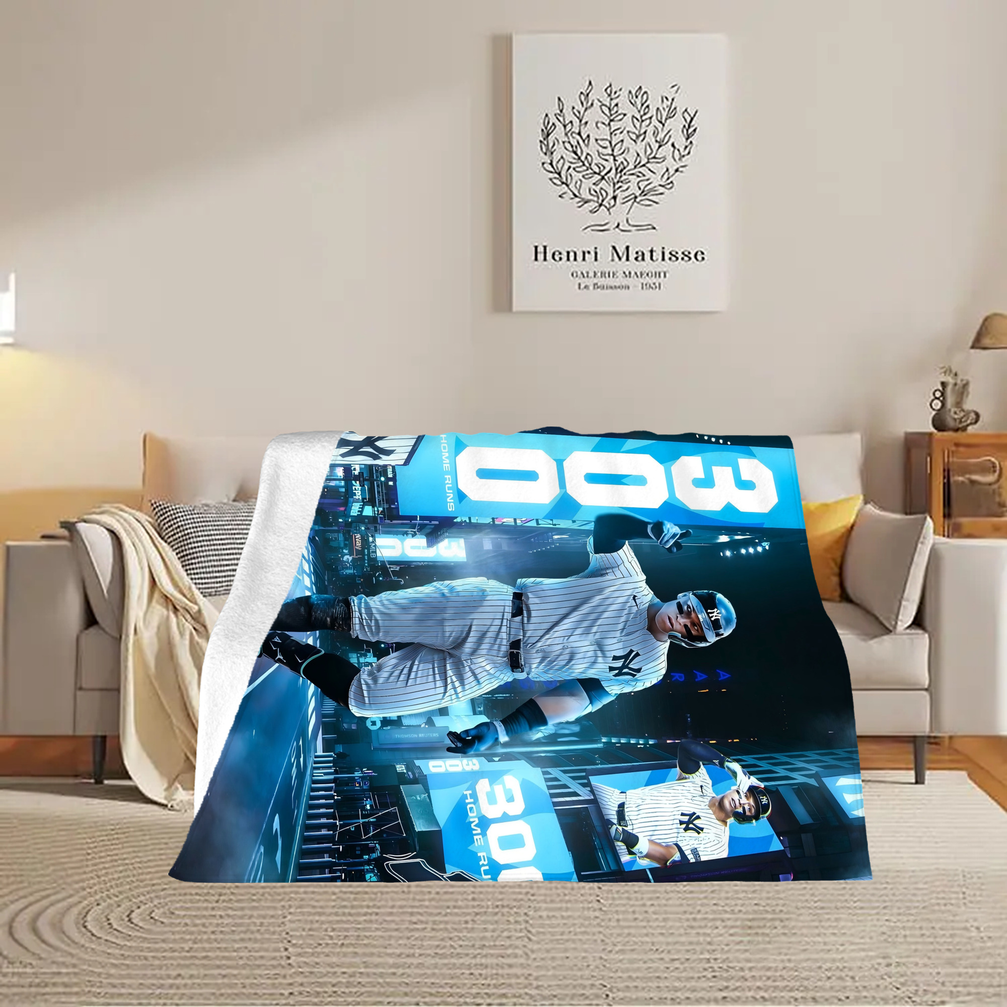 Aaron Judge 300 Home Runs 2 Soft Plush Fleece Blanket 30x40 Inch - 300GSM Flannel, Ultra Soft & Warm, Lightweight & Durable, Perfect For Kids, Adults, Couch, Bed, Camping, Travel, Gift For Family & Friends