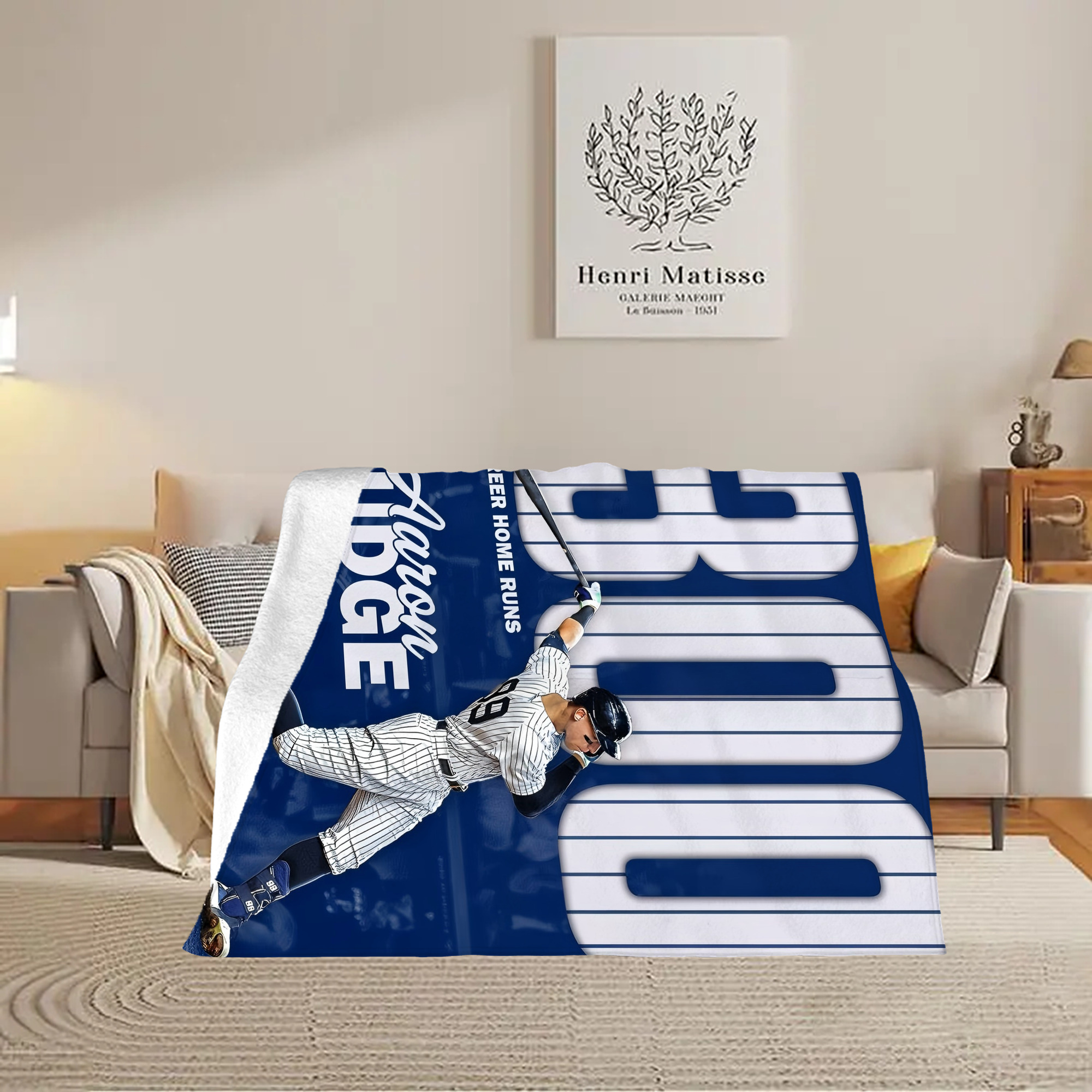 Aaron Judge 300 Home Runs Soft Plush Fleece Blanket 30x40 Inch - 300GSM Flannel, Ultra Soft & Warm, Lightweight & Durable, Perfect For Kids, Adults, Couch, Bed, Camping, Travel, Gift For Family & Friends
