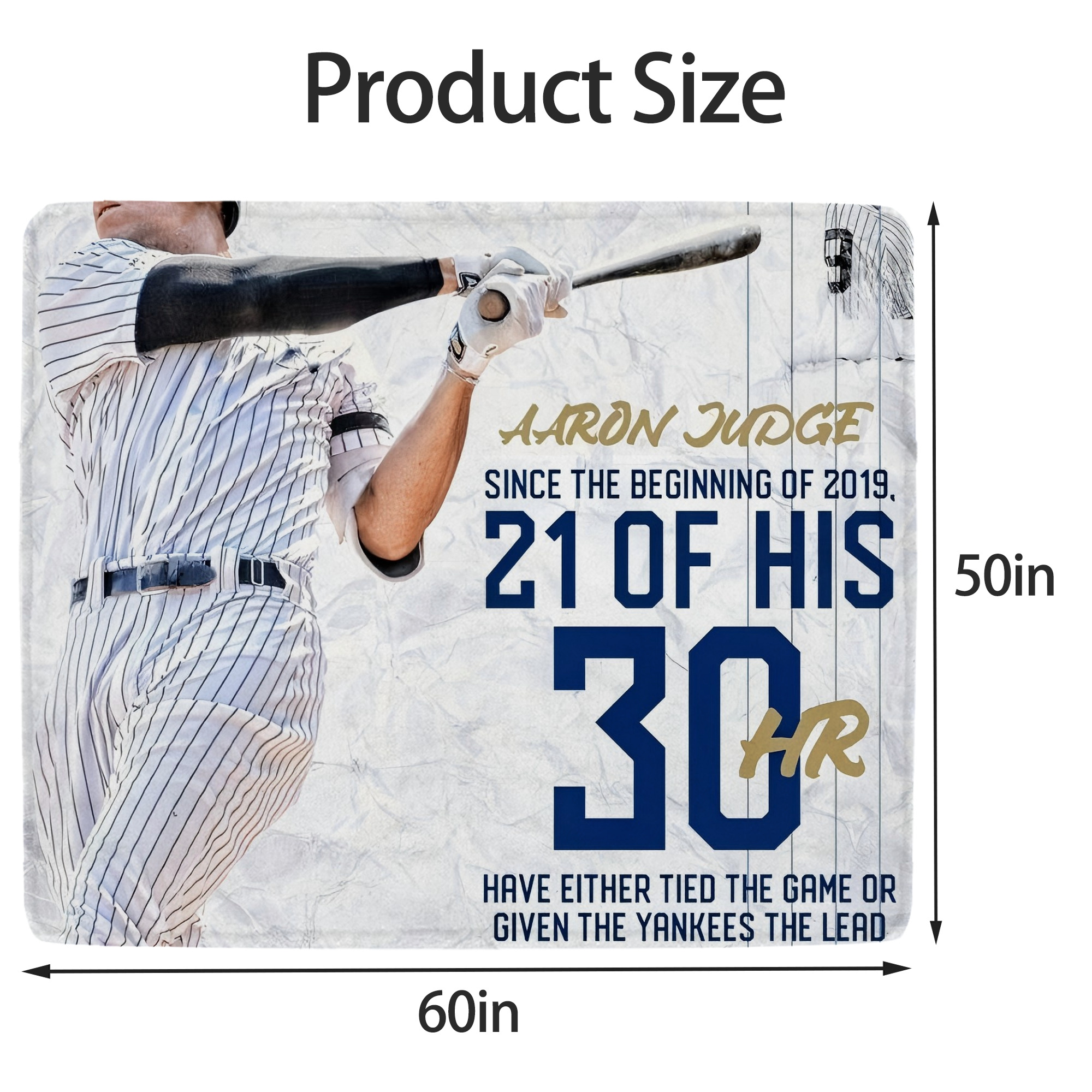 Aaron Judge 30 Home Runs Soft Fleece Throw Blanket 50 X 60 Inch – Super Soft, Lightweight, And Durable – Perfect For Sofa, Bed, Camping, And More – Ideal Gift For Family And Friends