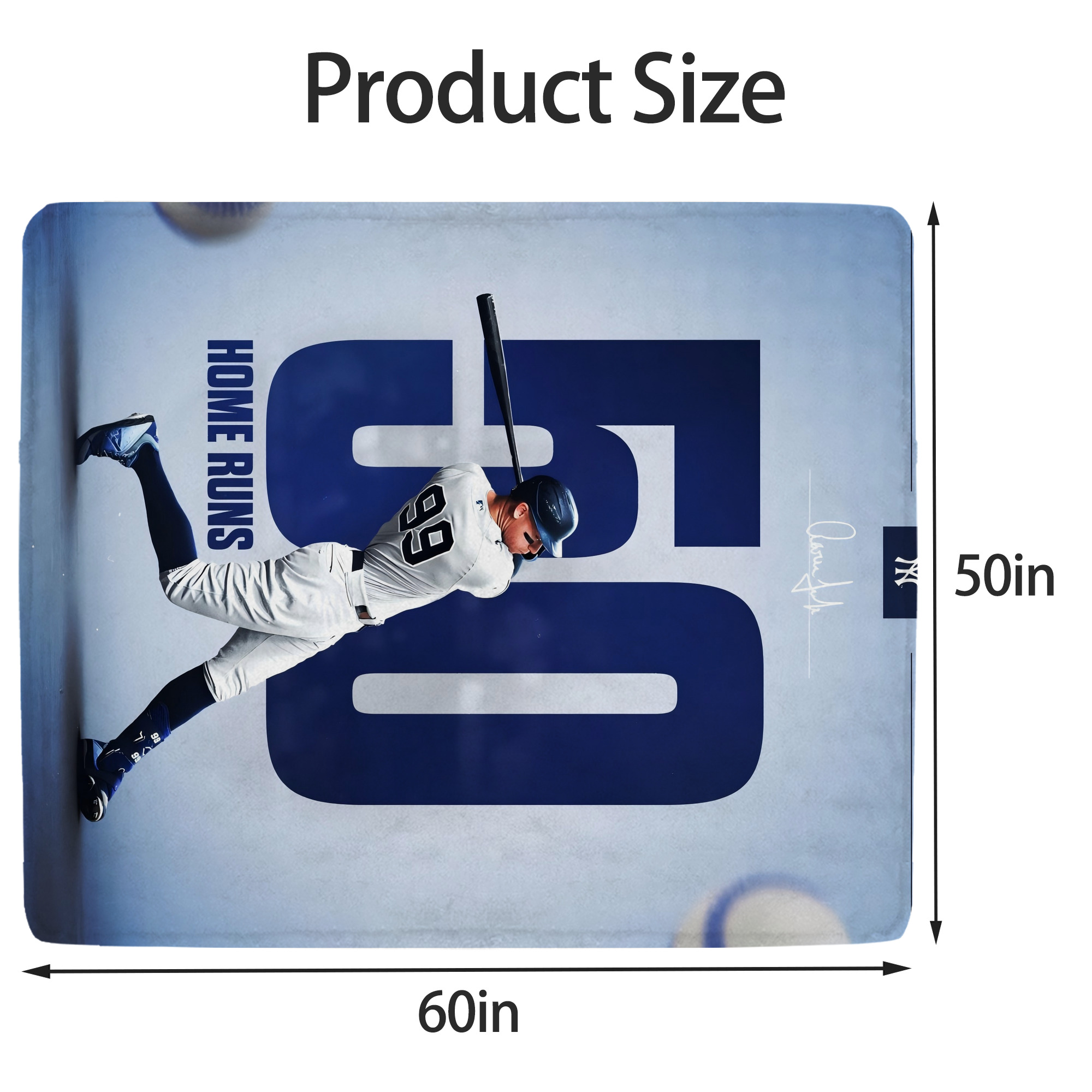Aaron Judge 50 Home Runs 4 Soft Fleece Throw Blanket 50 X 60 Inch – Super Soft, Lightweight, And Durable – Perfect For Sofa, Bed, Camping, And More – Ideal Gift For Family And Friends