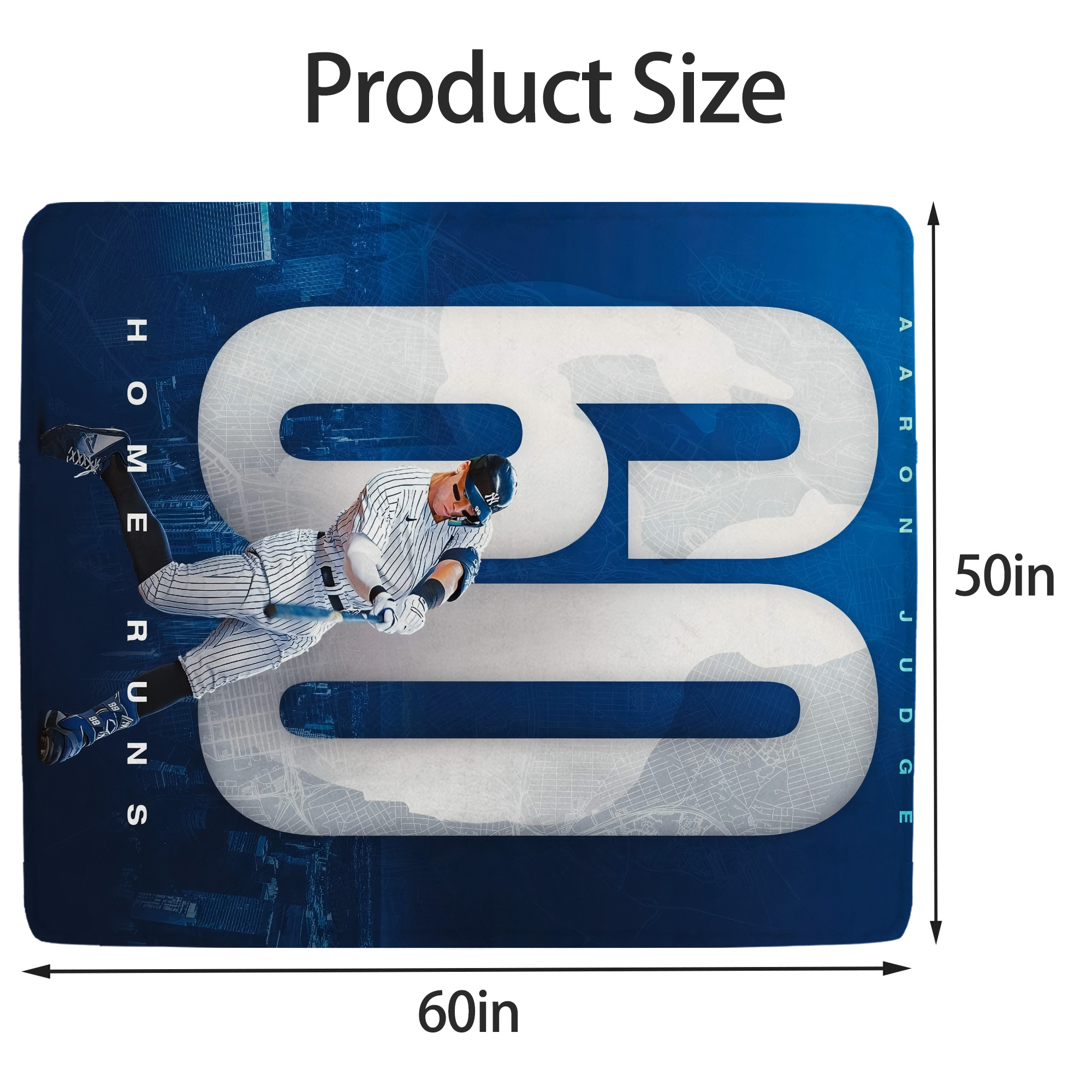 Aaron Judge 60 Home Runs 2 Soft Fleece Throw Blanket 50 X 60 Inch – Super Soft, Lightweight, And Durable – Perfect For Sofa, Bed, Camping, And More – Ideal Gift For Family And Friends