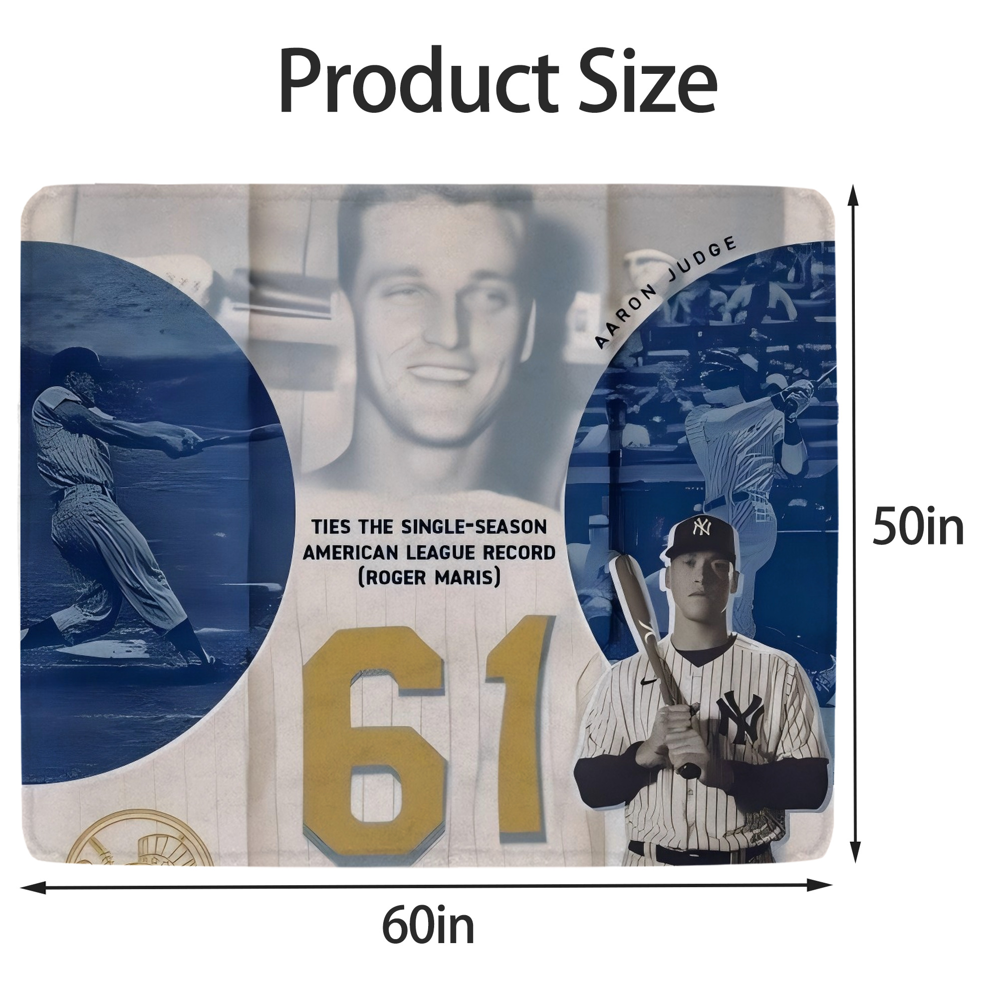 Aaron Judge 61 Home Runs 2 Soft Fleece Throw Blanket 50 X 60 Inch – Super Soft, Lightweight, And Durable – Perfect For Sofa, Bed, Camping, And More – Ideal Gift For Family And Friends