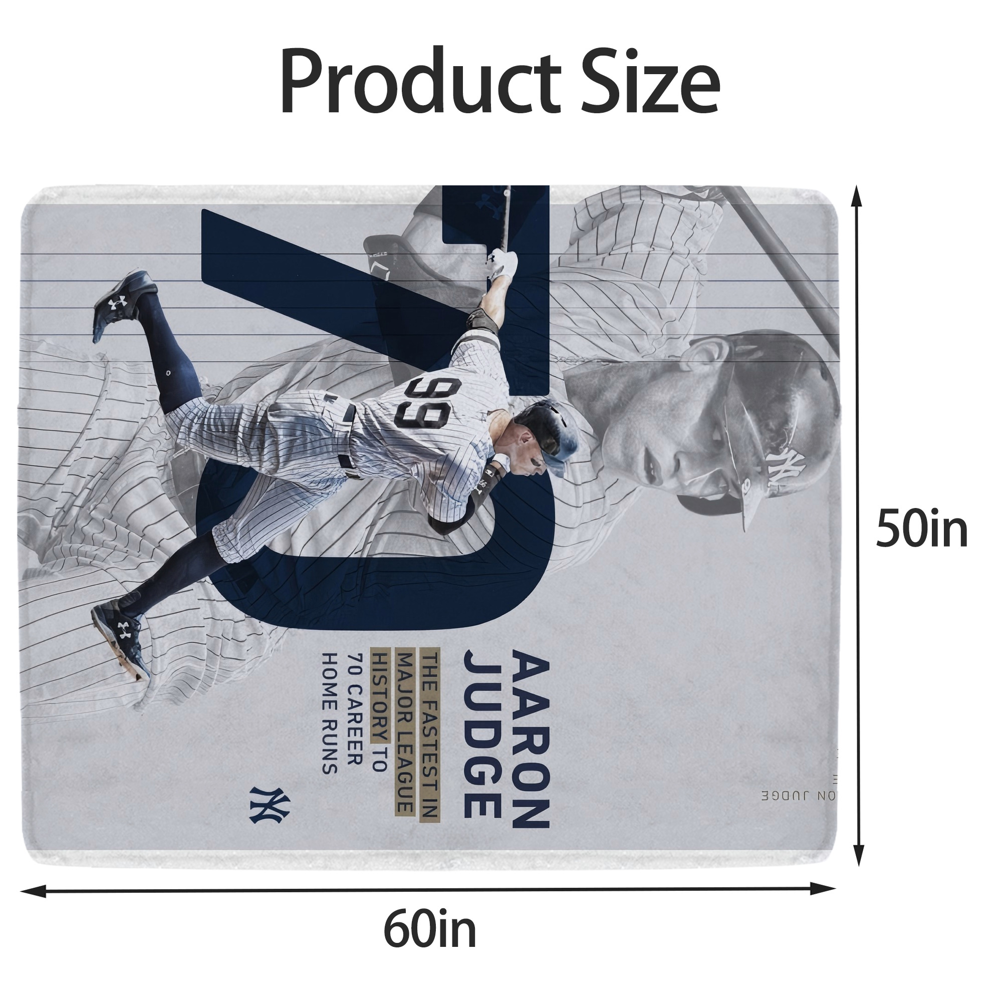 Aaron Judge 70 Home Runs Soft Fleece Throw Blanket 50 X 60 Inch – Super Soft, Lightweight, And Durable – Perfect For Sofa, Bed, Camping, And More – Ideal Gift For Family And Friends