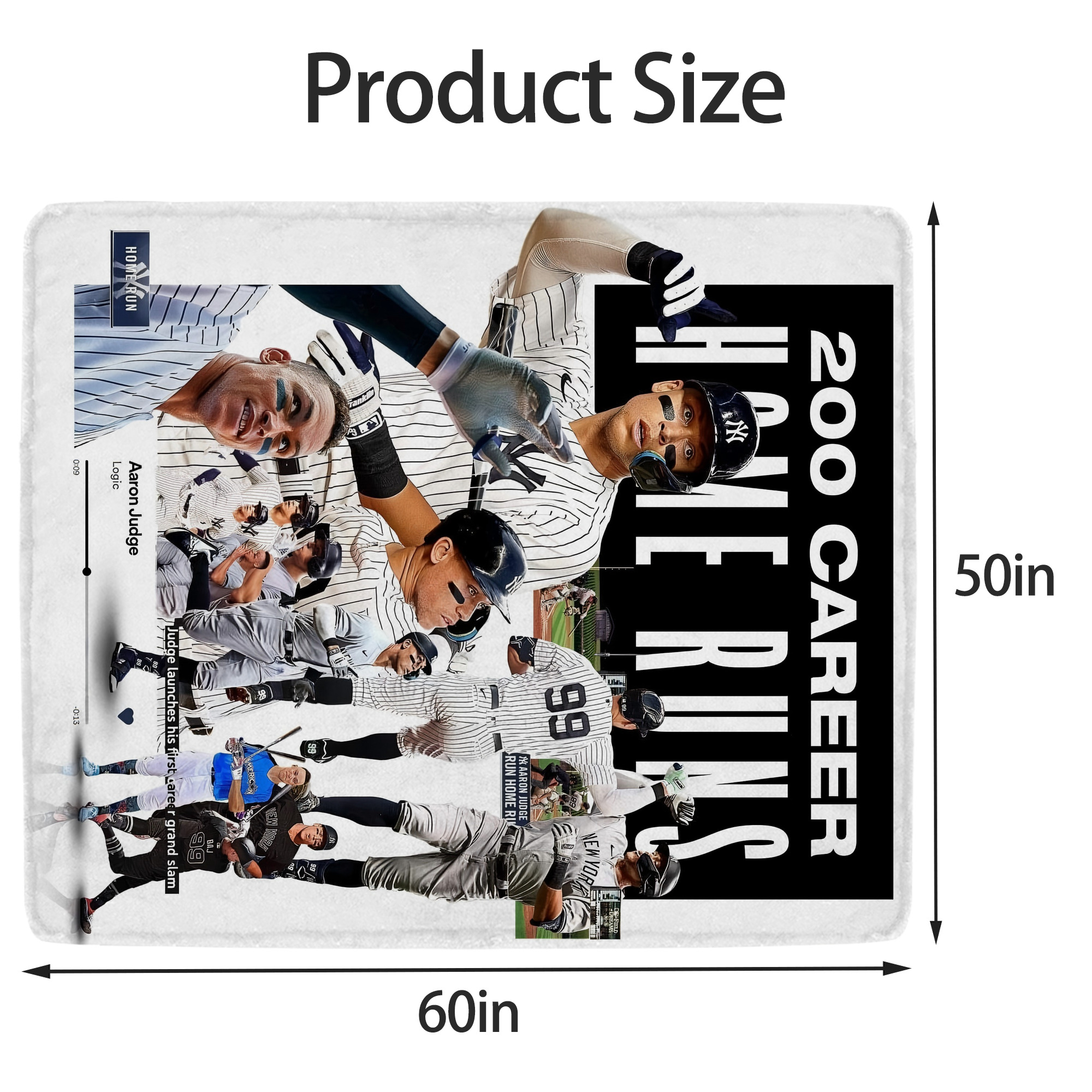 Aaron Judge 200 Home Runs 2 Soft Fleece Throw Blanket 50 X 60 Inch – Super Soft, Lightweight, And Durable – Perfect For Sofa, Bed, Camping, And More – Ideal Gift For Family And Friends
