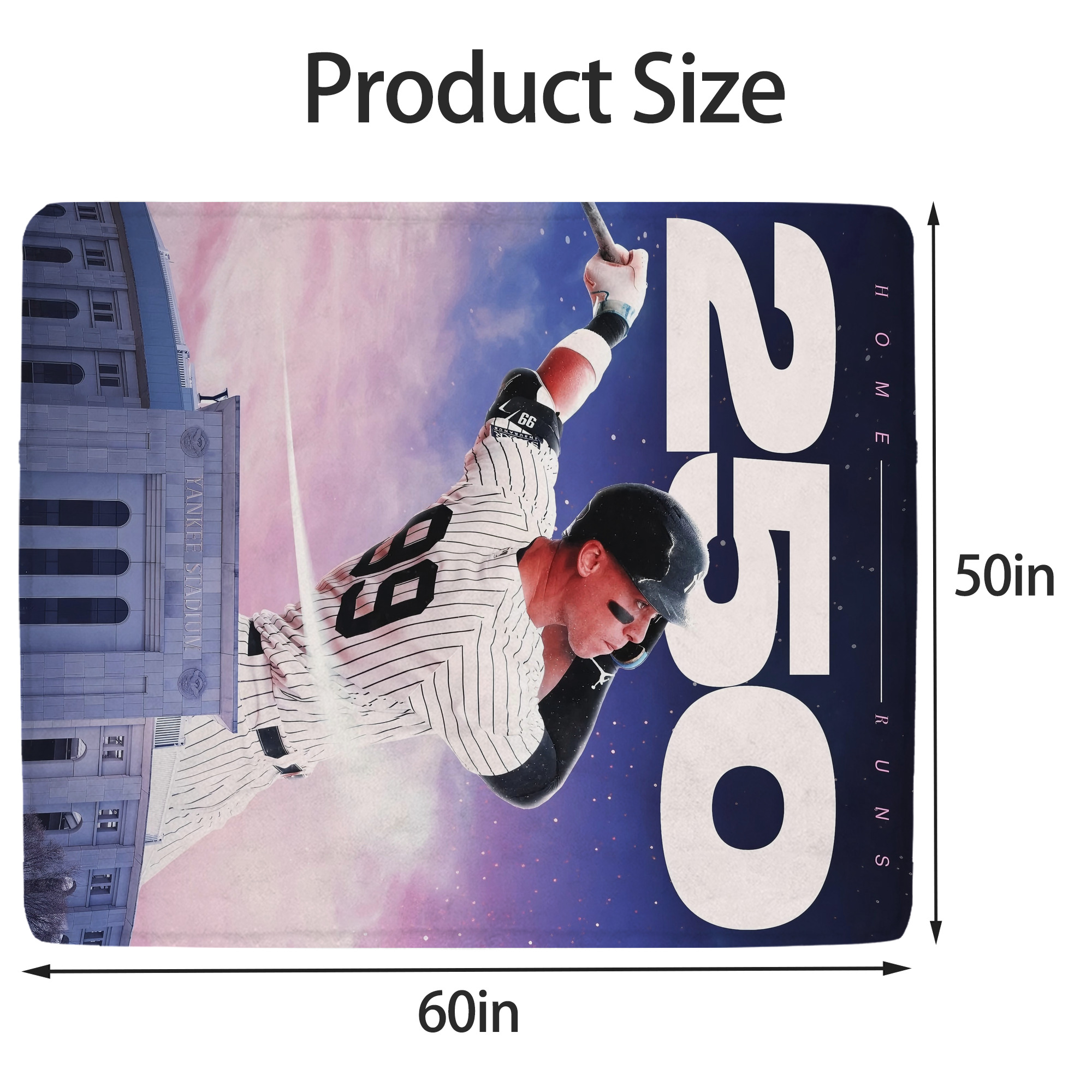 Aaron Judge 250 Home Runs Soft Fleece Throw Blanket 50 X 60 Inch – Super Soft, Lightweight, And Durable – Perfect For Sofa, Bed, Camping, And More – Ideal Gift For Family And Friends