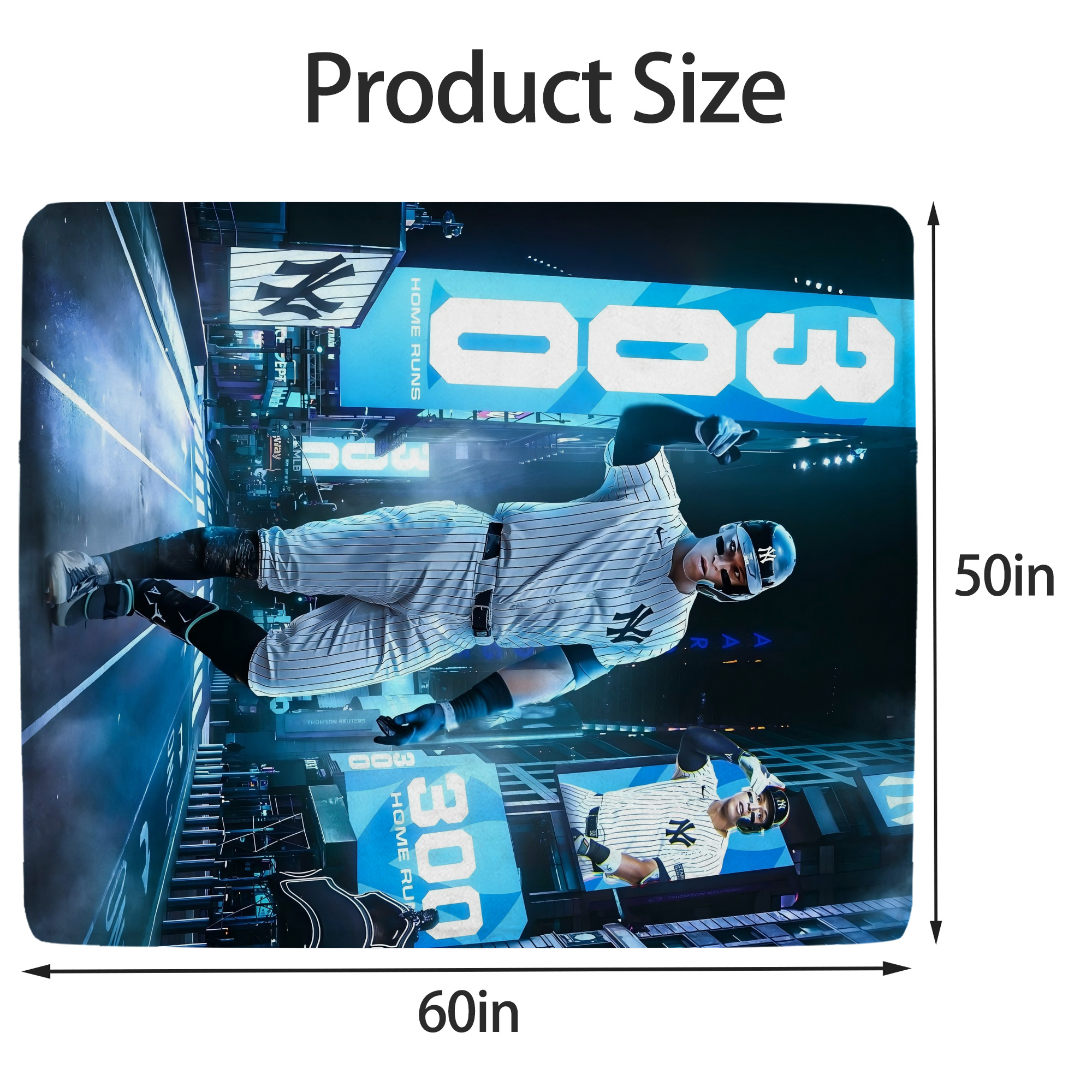 Aaron Judge 300 Home Runs 2 Soft Fleece Throw Blanket 50 X 60 Inch – Super Soft, Lightweight, And Durable – Perfect For Sofa, Bed, Camping, And More – Ideal Gift For Family And Friends