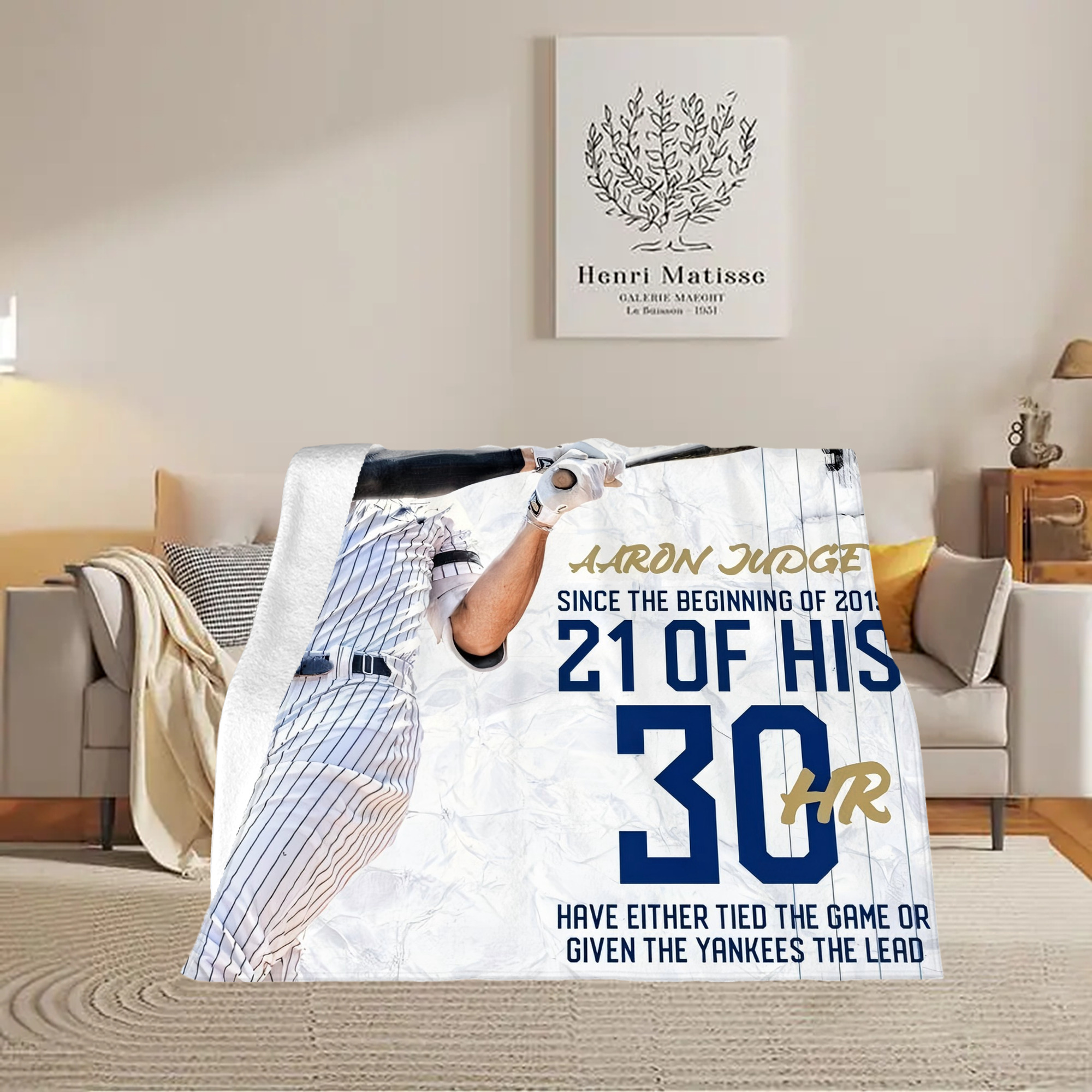 Aaron Judge 30 Home Runs Soft Fleece Throw Blanket 50 X 60 Inch – Super Soft, Lightweight, And Durable – Perfect For Sofa, Bed, Camping, And More – Ideal Gift For Family And Friends