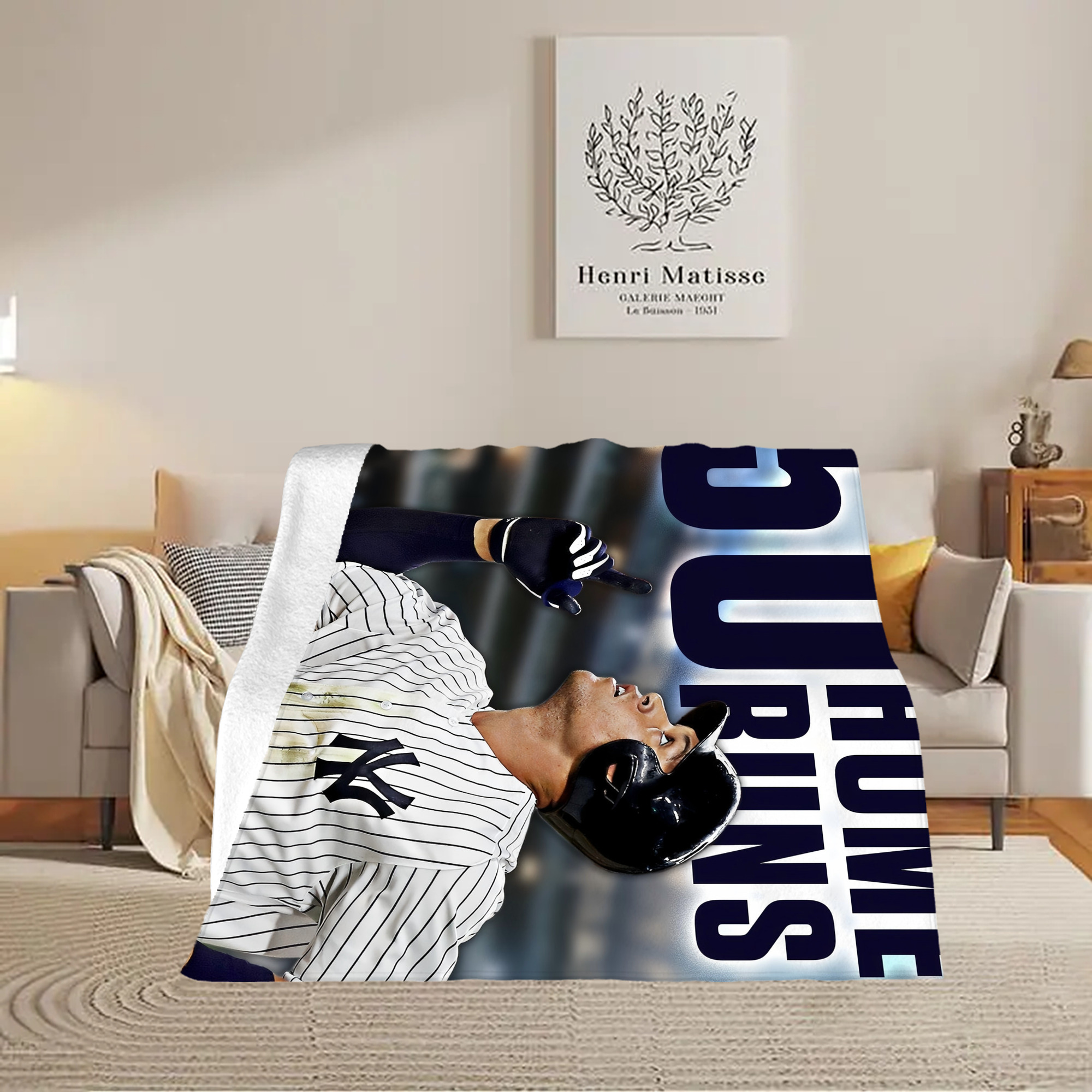Aaron Judge 50 Home Runs 5 Soft Fleece Throw Blanket 50 X 60 Inch – Super Soft, Lightweight, And Durable – Perfect For Sofa, Bed, Camping, And More – Ideal Gift For Family And Friends