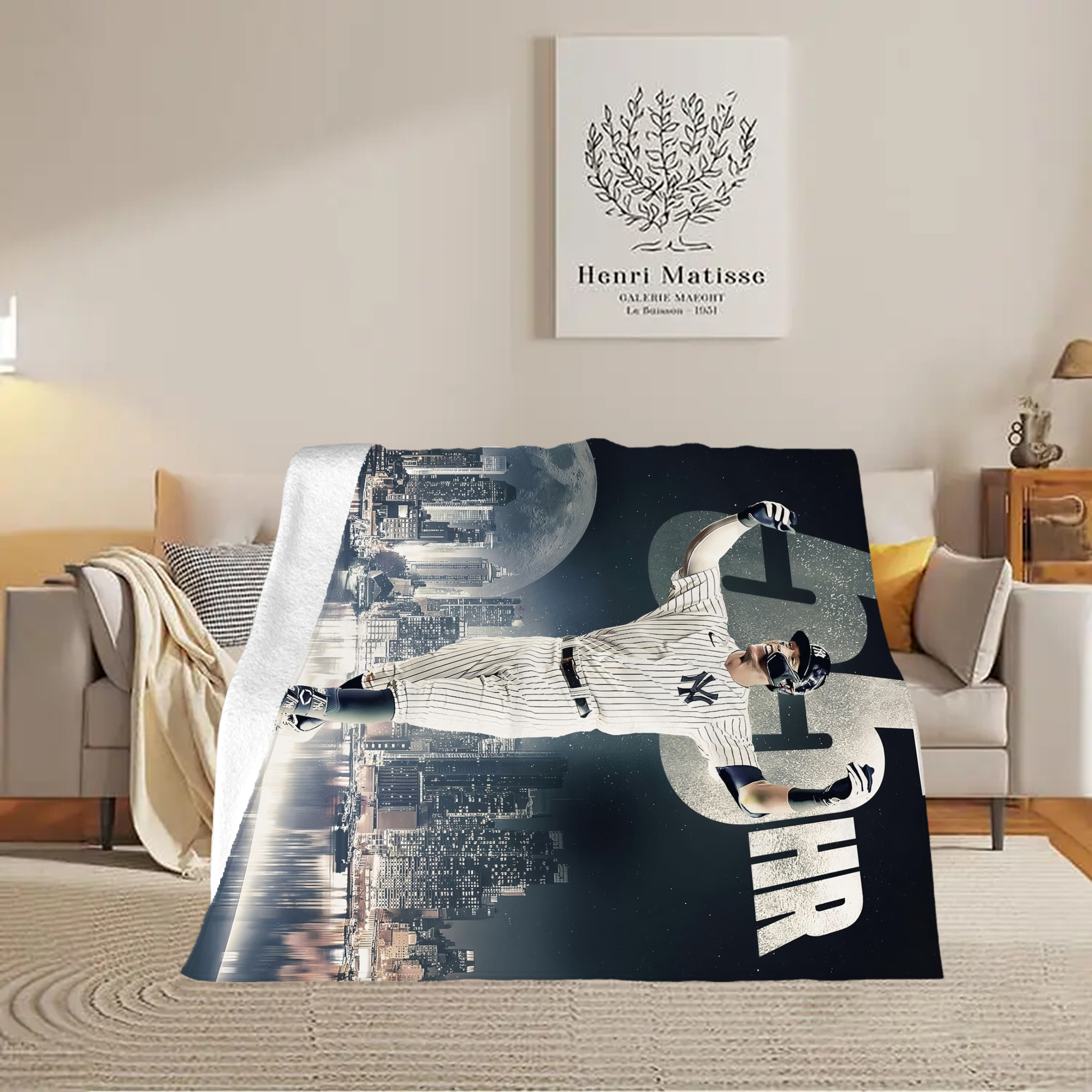 Aaron Judge 55 Home Runs Soft Fleece Throw Blanket 50 X 60 Inch – Super Soft, Lightweight, And Durable – Perfect For Sofa, Bed, Camping, And More – Ideal Gift For Family And Friends