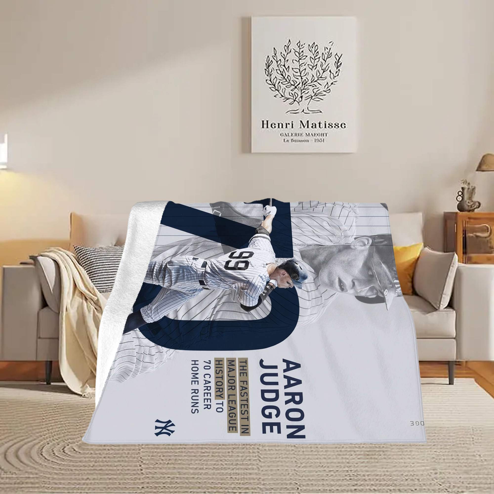 Aaron Judge 70 Home Runs Soft Fleece Throw Blanket 50 X 60 Inch – Super Soft, Lightweight, And Durable – Perfect For Sofa, Bed, Camping, And More – Ideal Gift For Family And Friends
