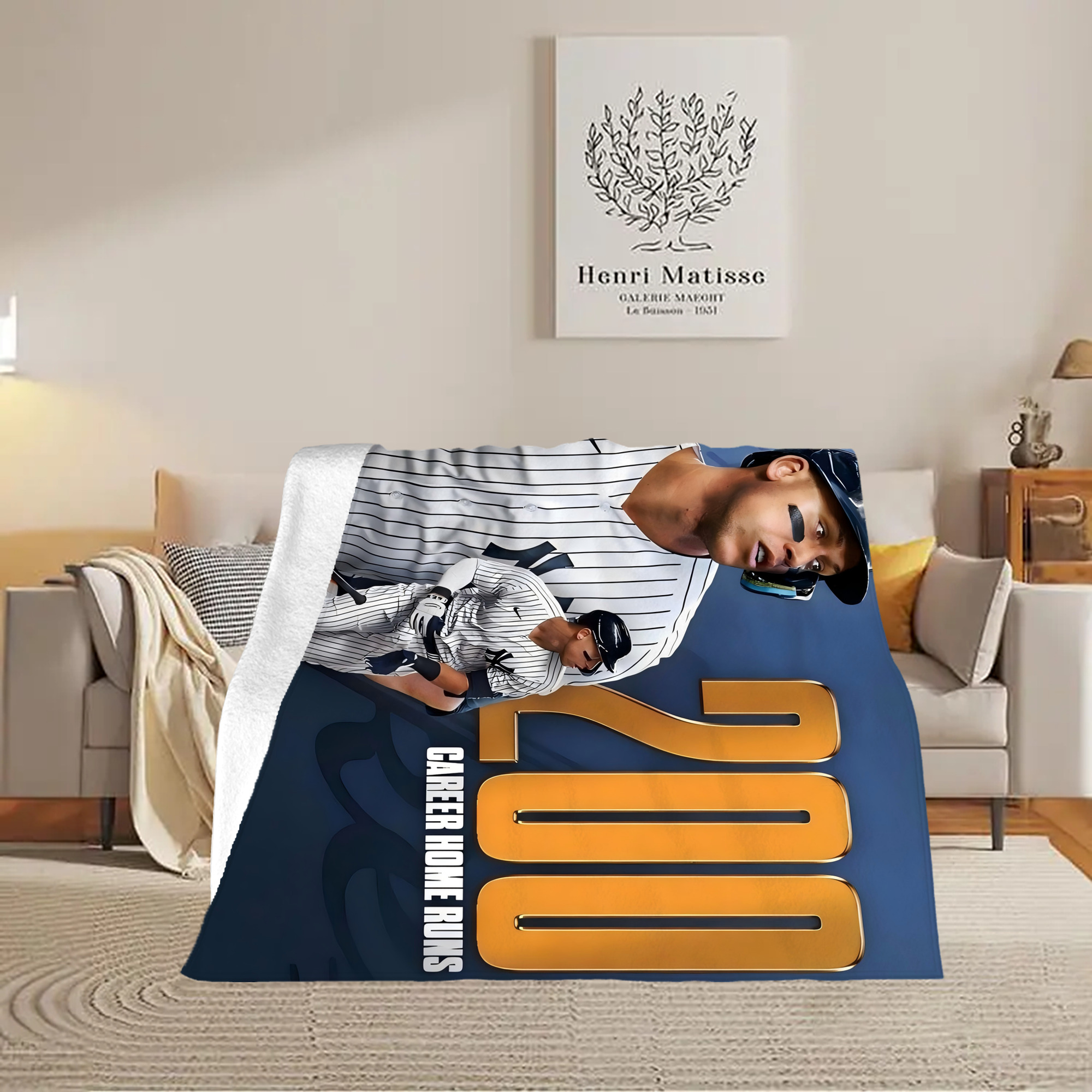 Aaron Judge 200 Home Runs 1 Soft Fleece Throw Blanket 50 X 60 Inch – Super Soft, Lightweight, And Durable – Perfect For Sofa, Bed, Camping, And More – Ideal Gift For Family And Friends