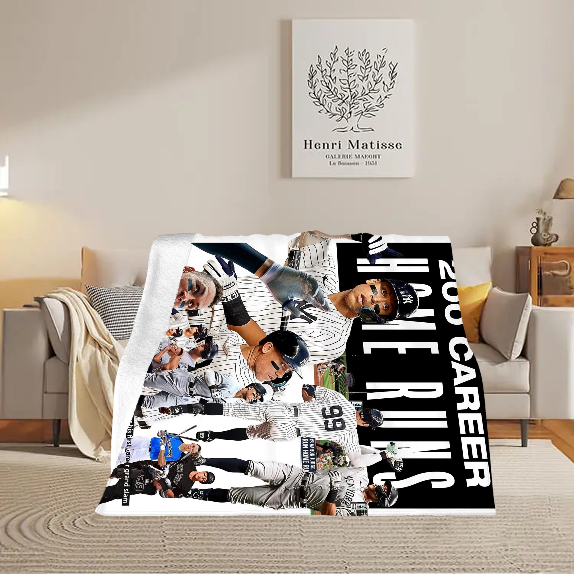 Aaron Judge 200 Home Runs 2 Soft Fleece Throw Blanket 50 X 60 Inch – Super Soft, Lightweight, And Durable – Perfect For Sofa, Bed, Camping, And More – Ideal Gift For Family And Friends