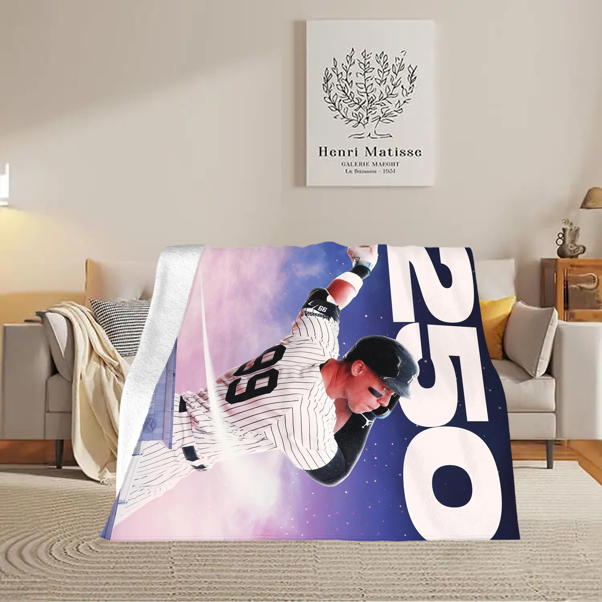 Aaron Judge 250 Home Runs Soft Fleece Throw Blanket 50 X 60 Inch – Super Soft, Lightweight, And Durable – Perfect For Sofa, Bed, Camping, And More – Ideal Gift For Family And Friends