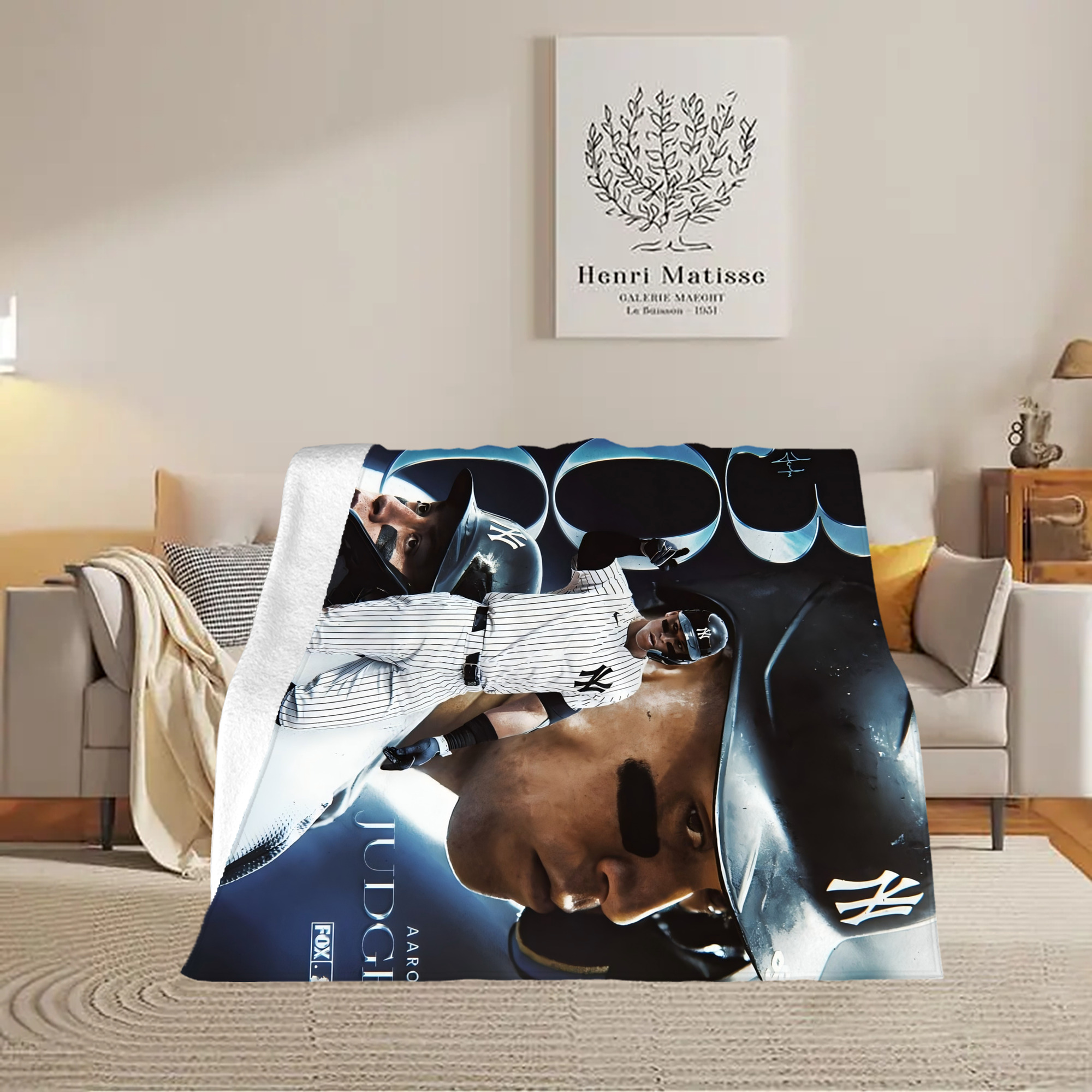 Aaron Judge 300 Home Runs 1 Soft Fleece Throw Blanket 50 X 60 Inch – Super Soft, Lightweight, And Durable – Perfect For Sofa, Bed, Camping, And More – Ideal Gift For Family And Friends