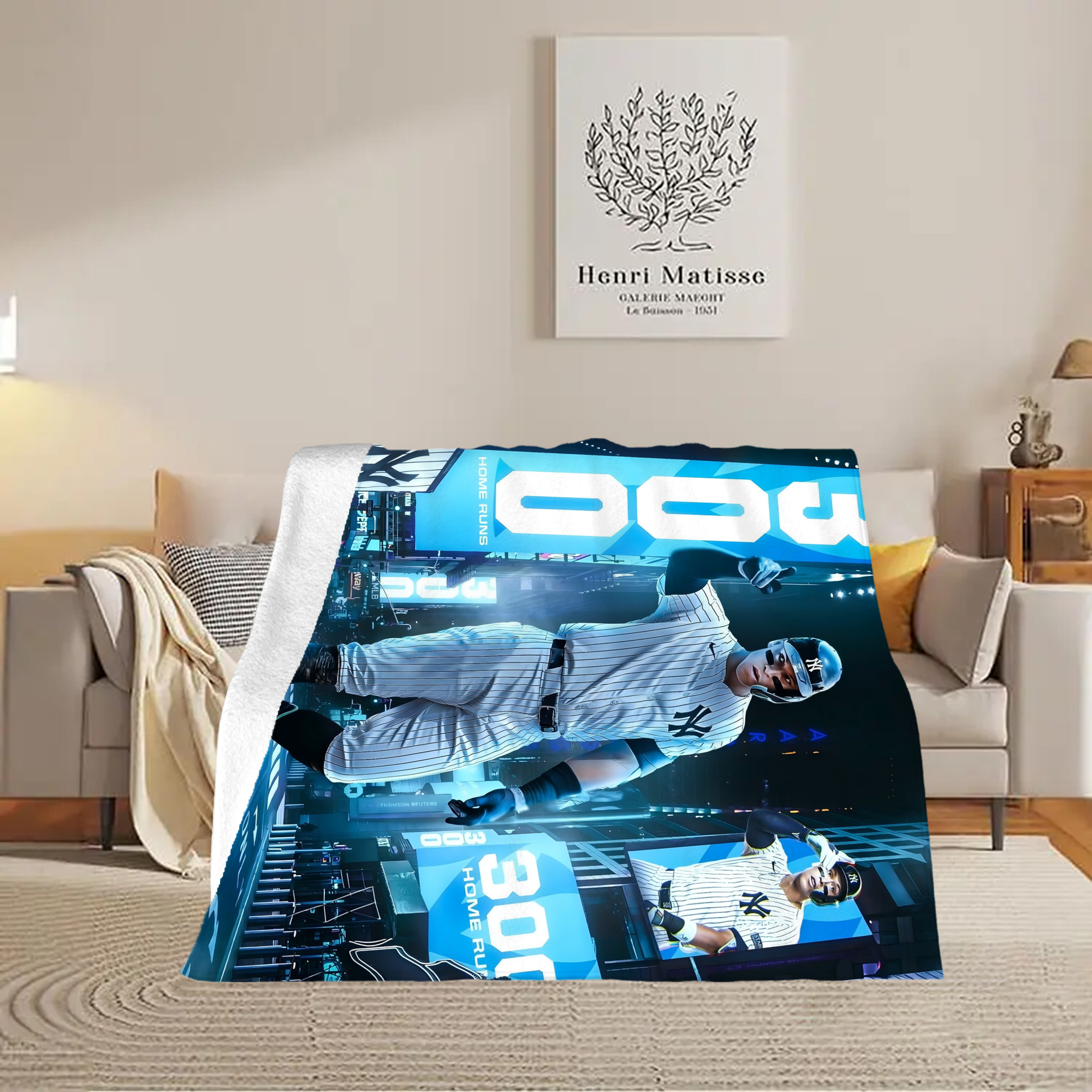 Aaron Judge 300 Home Runs 2 Soft Fleece Throw Blanket 50 X 60 Inch – Super Soft, Lightweight, And Durable – Perfect For Sofa, Bed, Camping, And More – Ideal Gift For Family And Friends