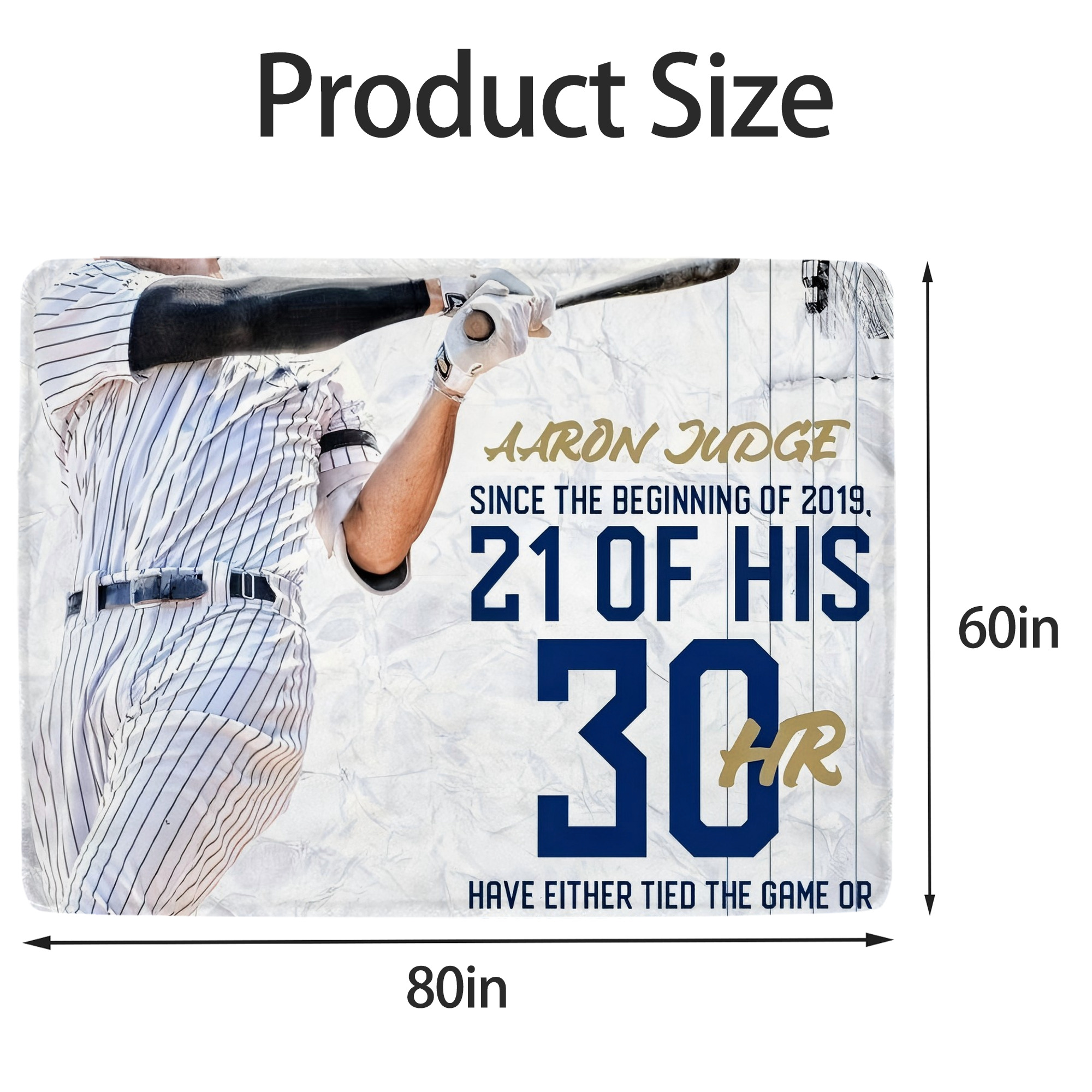 Aaron Judge 30 Home Runs Soft Fleece Throw Blanket 60 X 80 Inch – Super Soft, Lightweight, And Durable – Perfect For Sofa, Bed, Camping, And More – Ideal Gift For Family And Friends