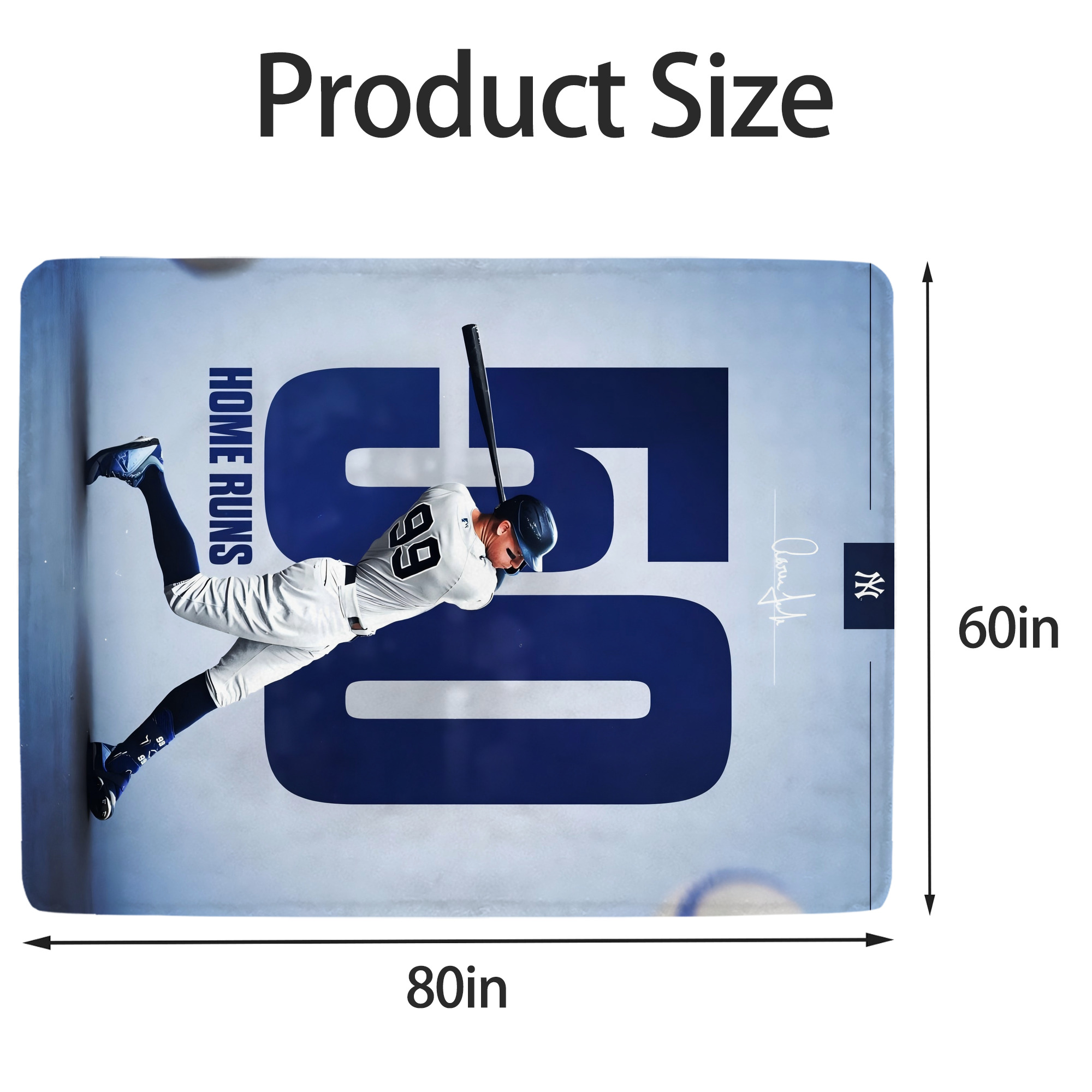 Aaron Judge 50 Home Runs 4 Soft Fleece Throw Blanket 60 X 80 Inch – Super Soft, Lightweight, And Durable – Perfect For Sofa, Bed, Camping, And More – Ideal Gift For Family And Friends