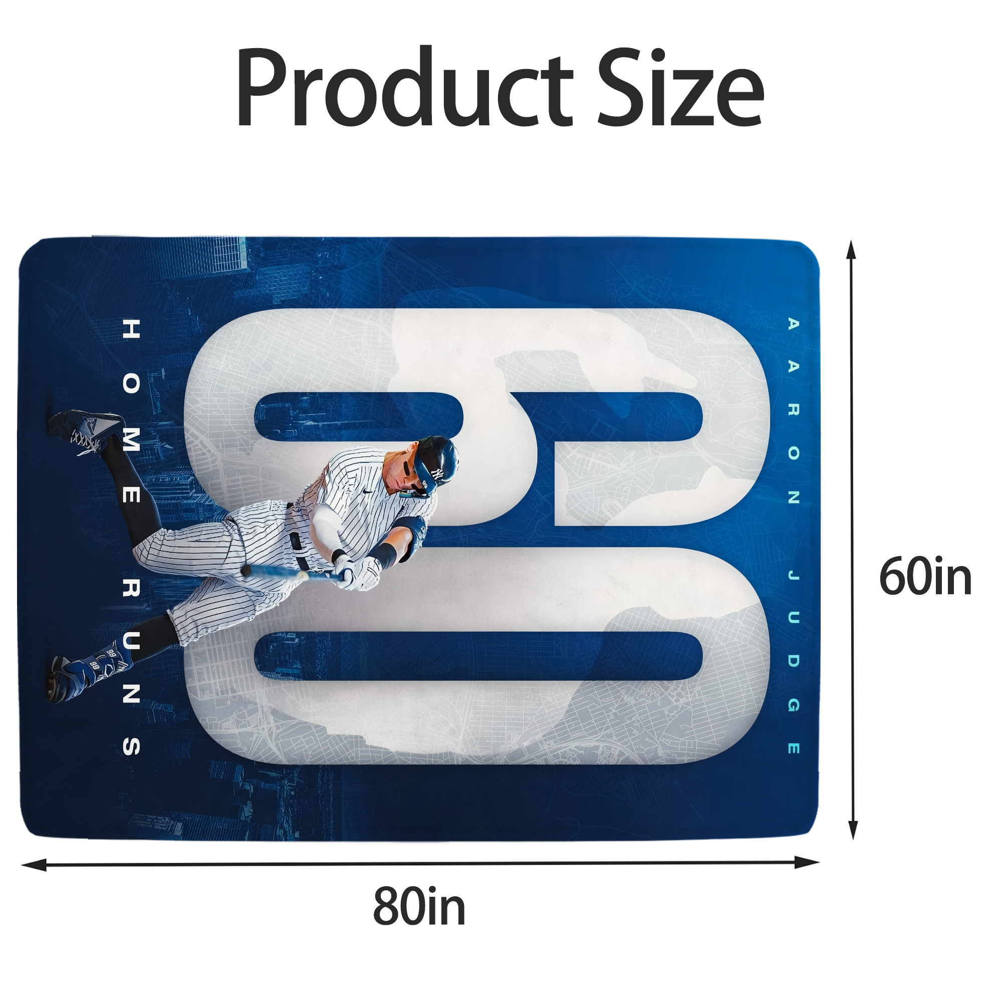 Aaron Judge 60 Home Runs 2 Soft Fleece Throw Blanket 60 X 80 Inch – Super Soft, Lightweight, And Durable – Perfect For Sofa, Bed, Camping, And More – Ideal Gift For Family And Friends