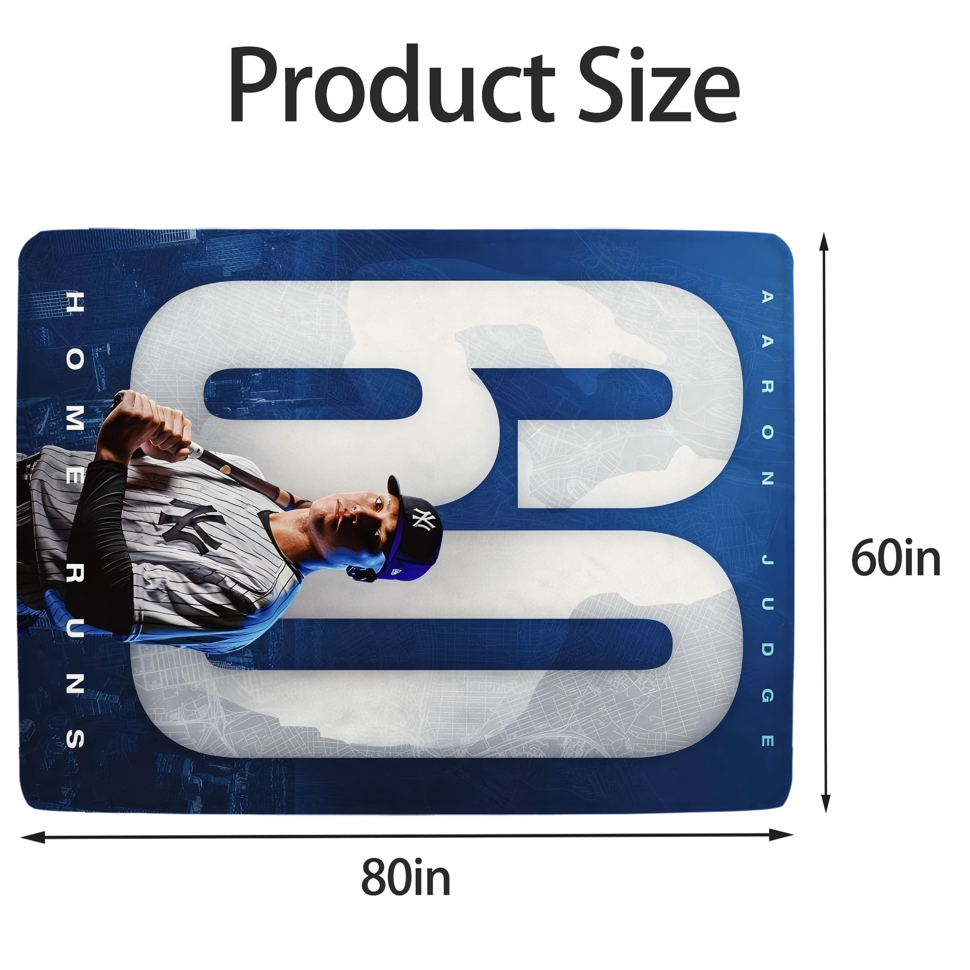Aaron Judge 60 Home Runs Soft Fleece Throw Blanket 60 X 80 Inch – Super Soft, Lightweight, And Durable – Perfect For Sofa, Bed, Camping, And More – Ideal Gift For Family And Friends