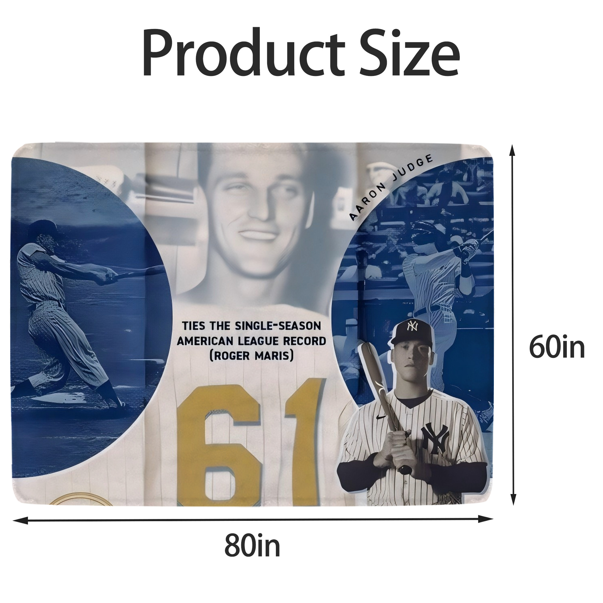 Aaron Judge 61 Home Runs 2 Soft Fleece Throw Blanket 60 X 80 Inch – Super Soft, Lightweight, And Durable – Perfect For Sofa, Bed, Camping, And More – Ideal Gift For Family And Friends